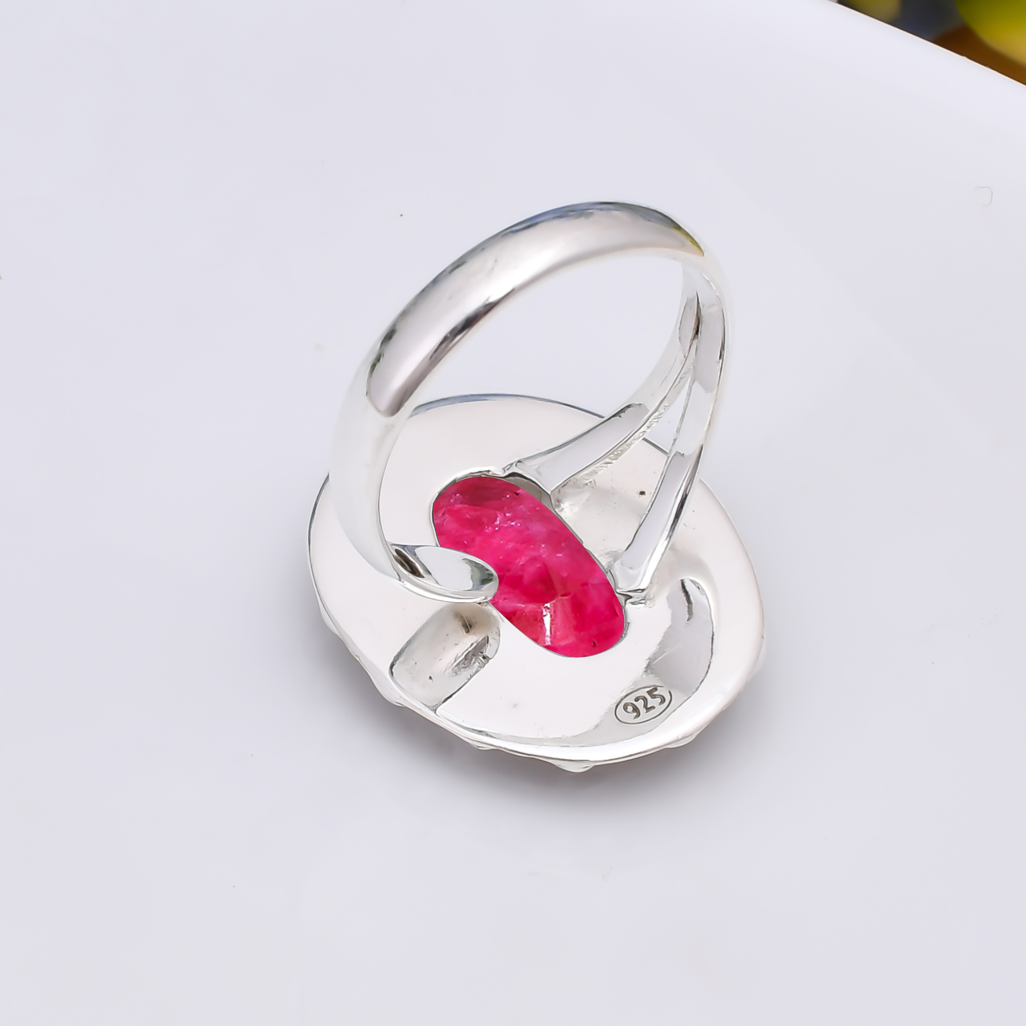 Ruby - Dyed Quartz 925 Sterling Silver Ring
