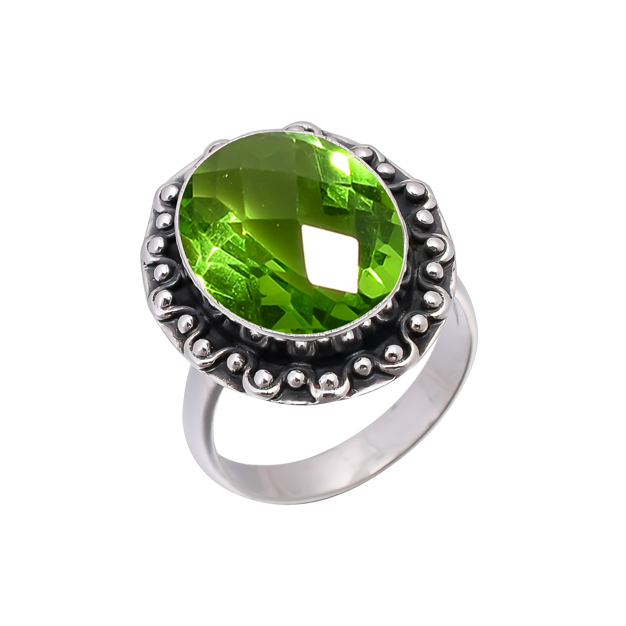Peridot - Simulated 925 Sterling Silver Ring