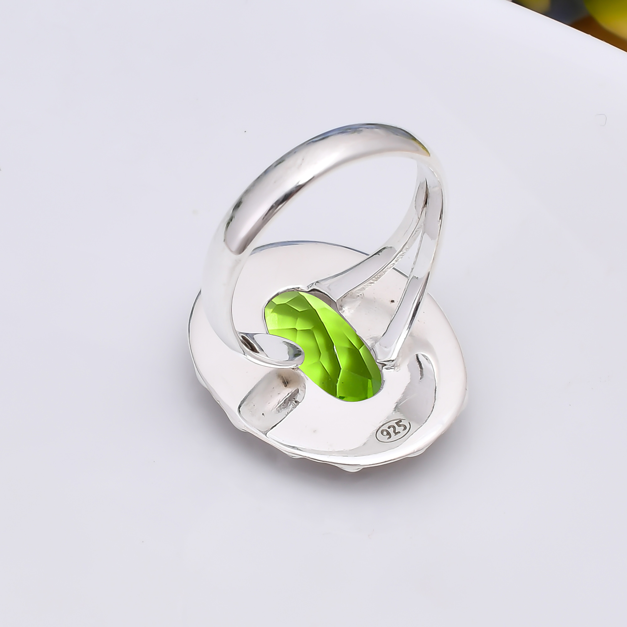 Peridot - Simulated 925 Sterling Silver Ring