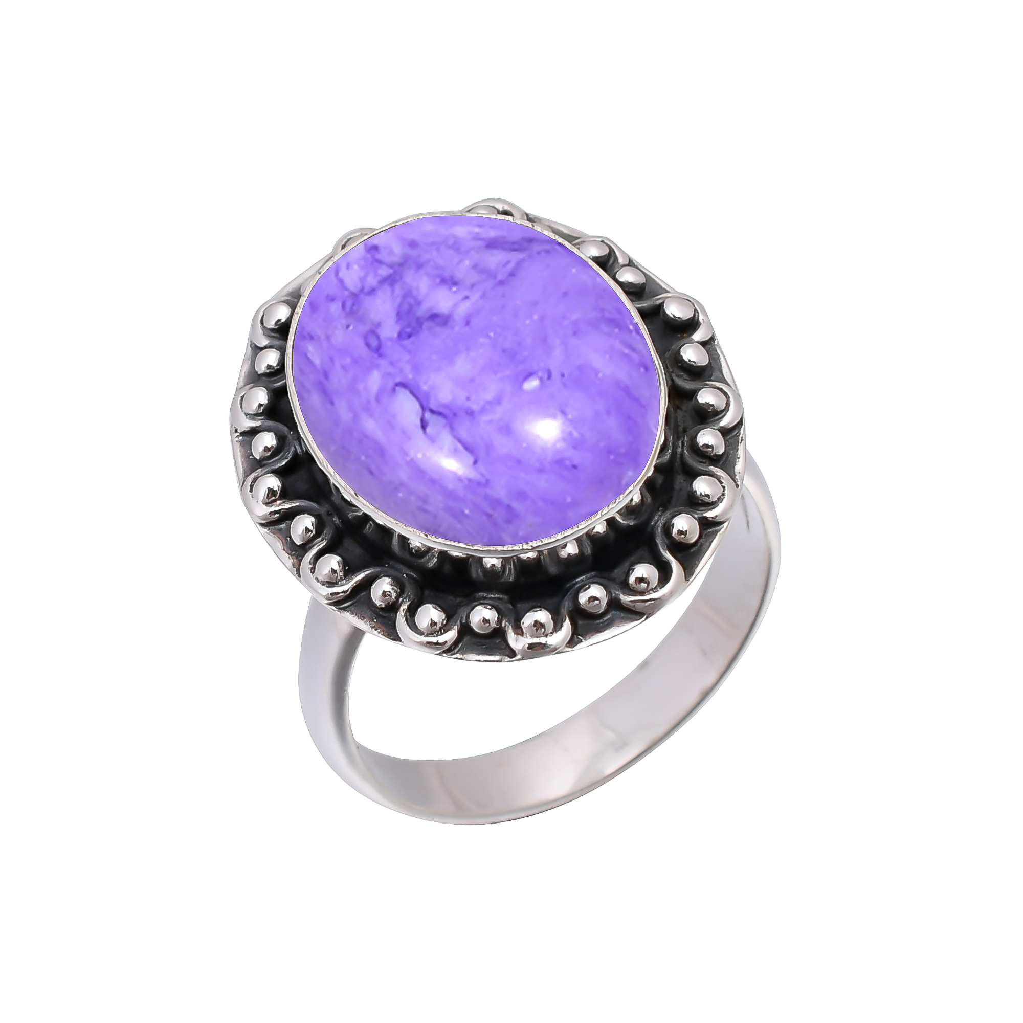 Purple Charoite - Simulated 925 Sterling Silver Ring