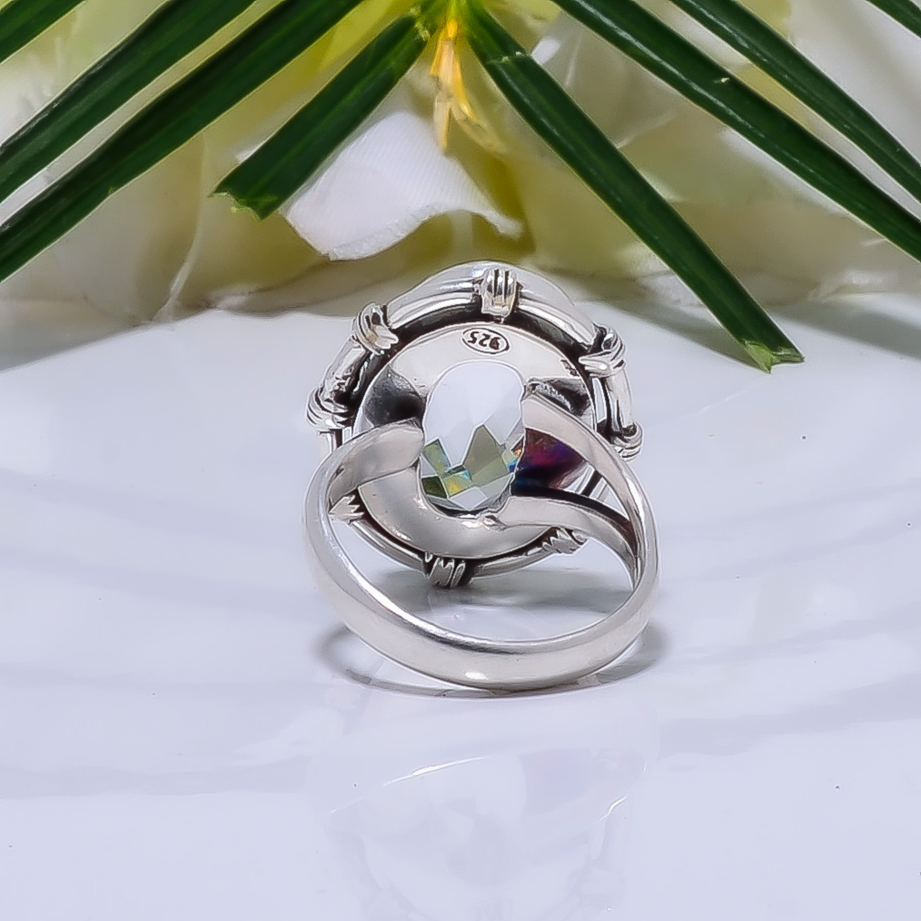 White Topaz - Simulated Gemstone 925 Sterling Silver Ring