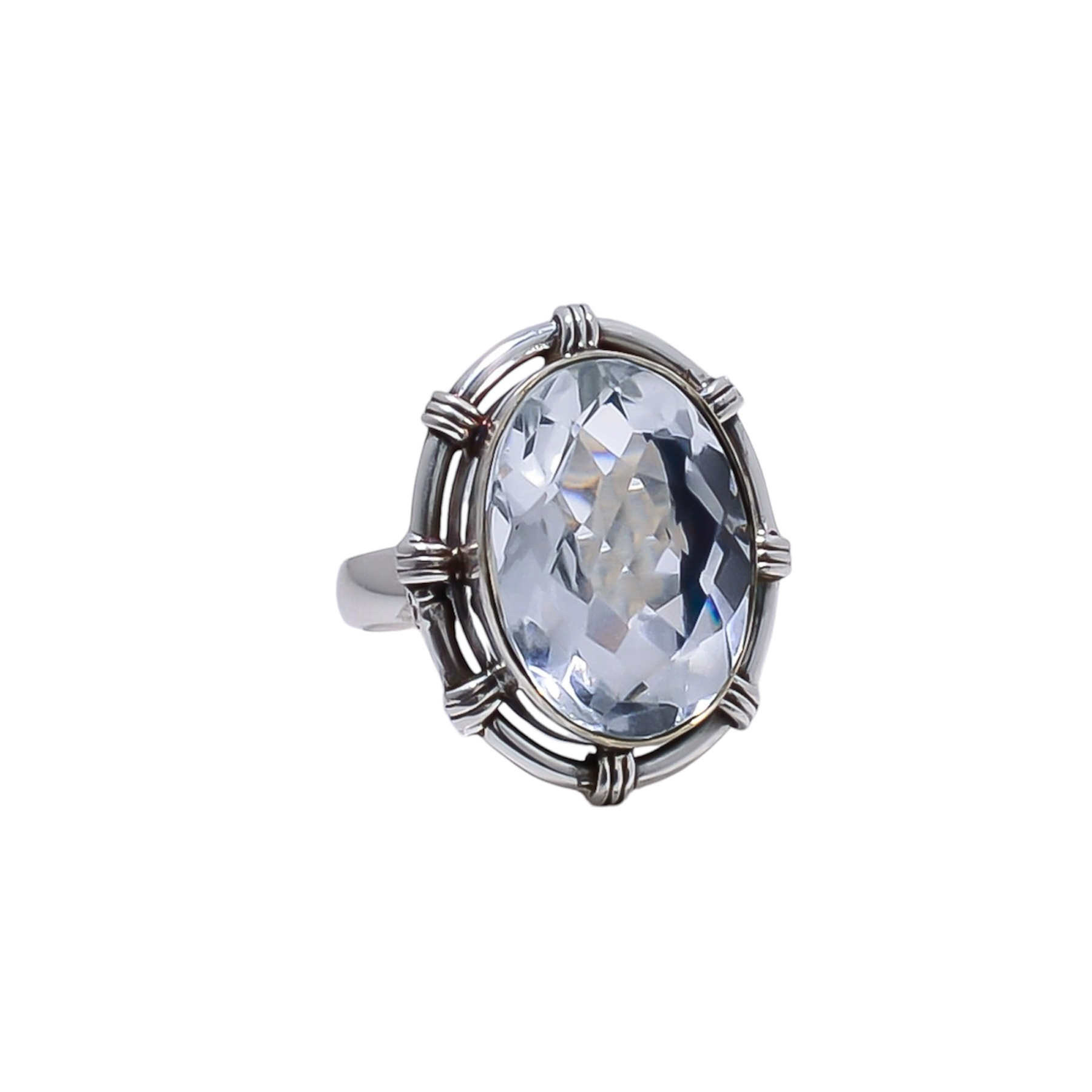 White Topaz - Simulated Gemstone 925 Sterling Silver Ring