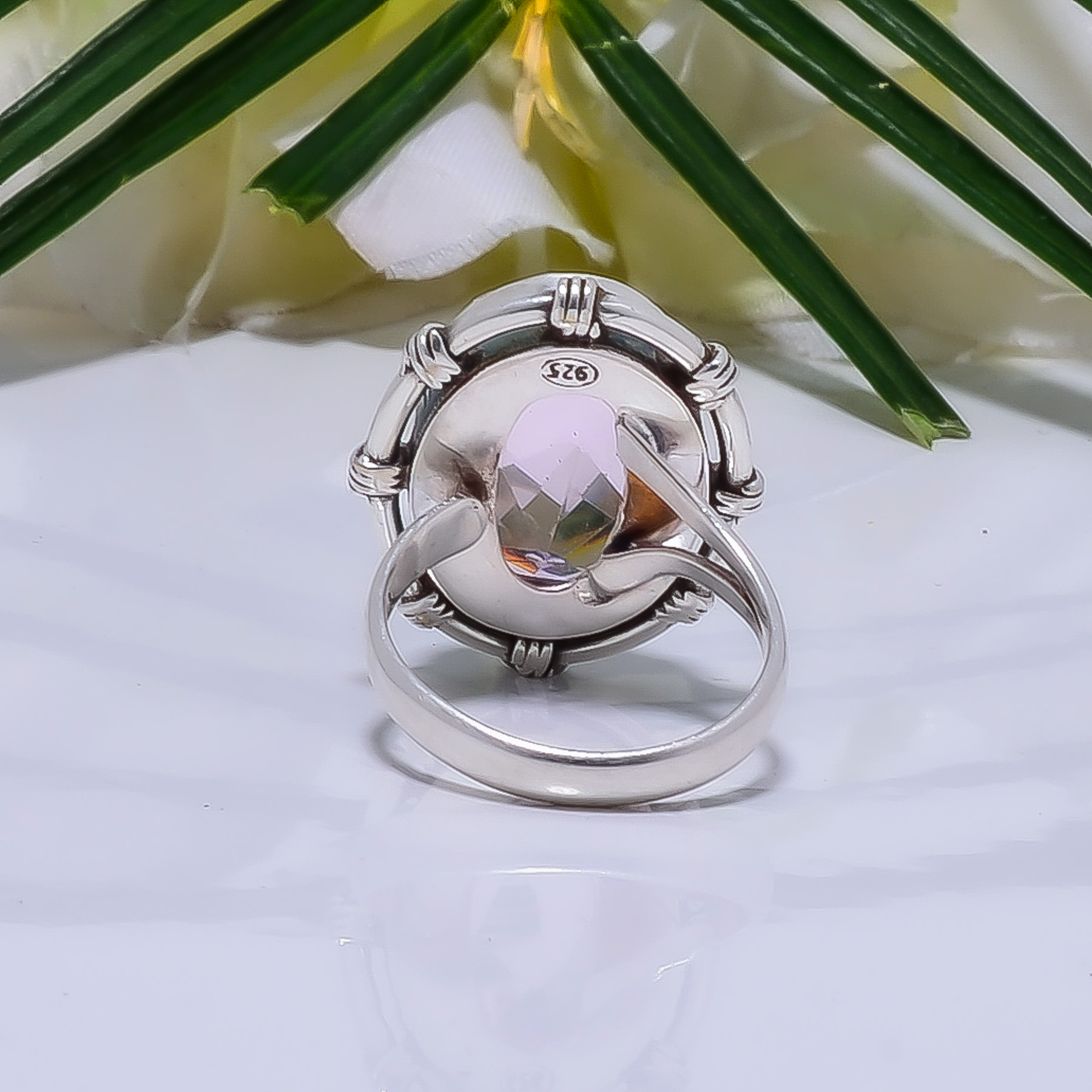Pink Kunzite - Simulated Gemstone 925 Sterling Silver Ring