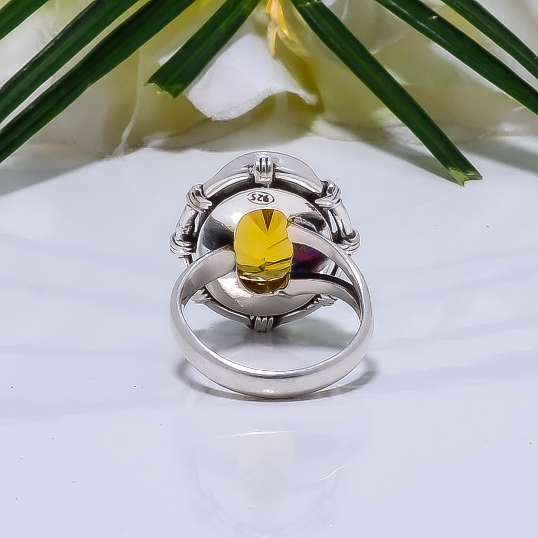Citrine - Simulated Gemstone 925 Sterling Silver Ring