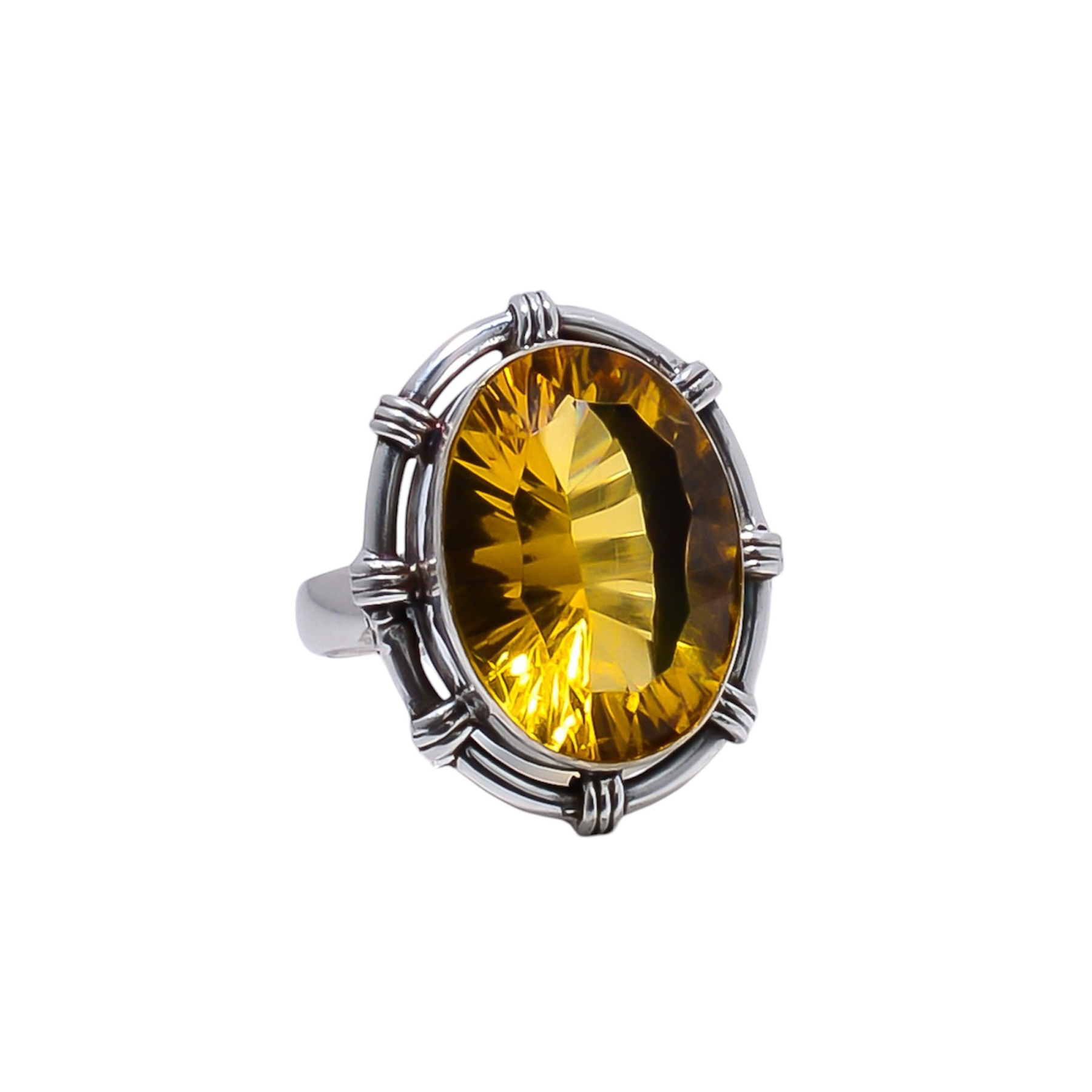 Citrine - Simulated Gemstone 925 Sterling Silver Ring