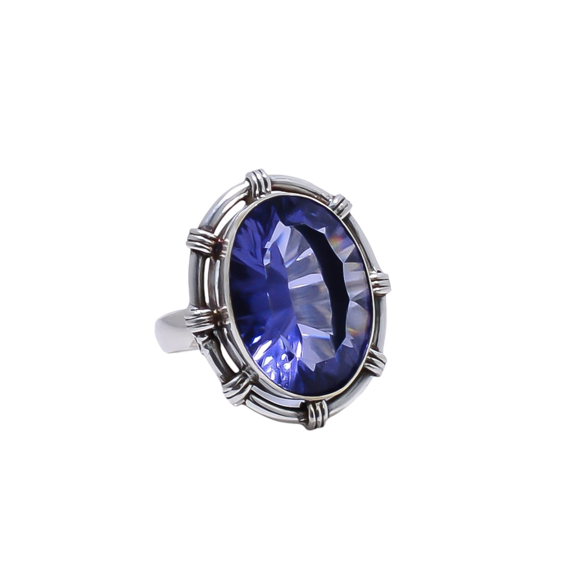 Iolite - Simulated Gemstone 925 Sterling Silver Ring