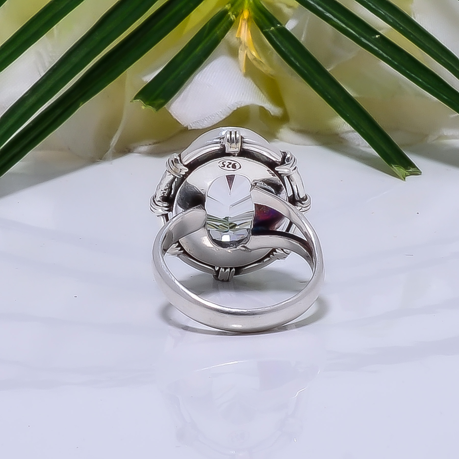White Topaz - Simulated Gemstone 925 Sterling Silver Ring