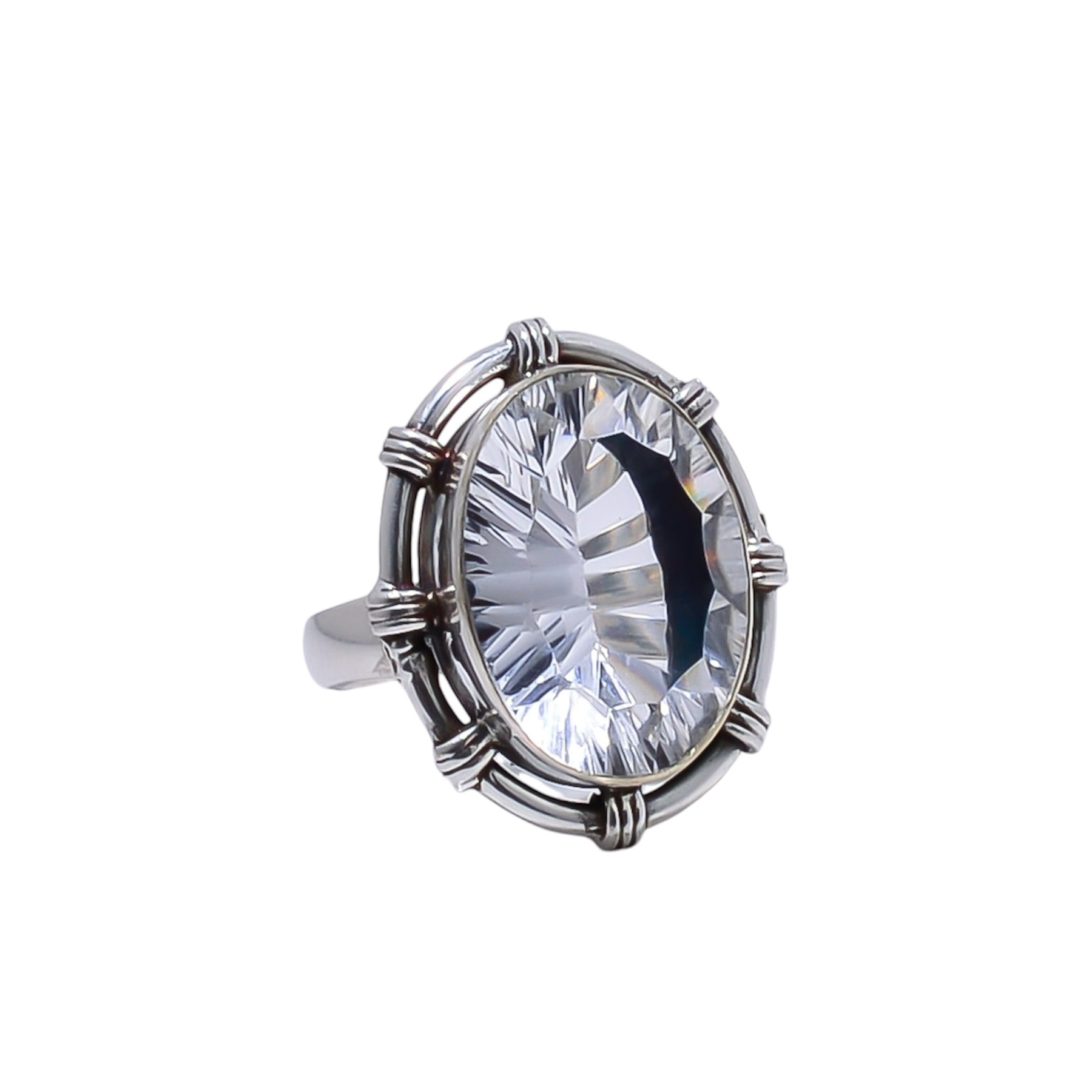 White Topaz - Simulated Gemstone 925 Sterling Silver Ring