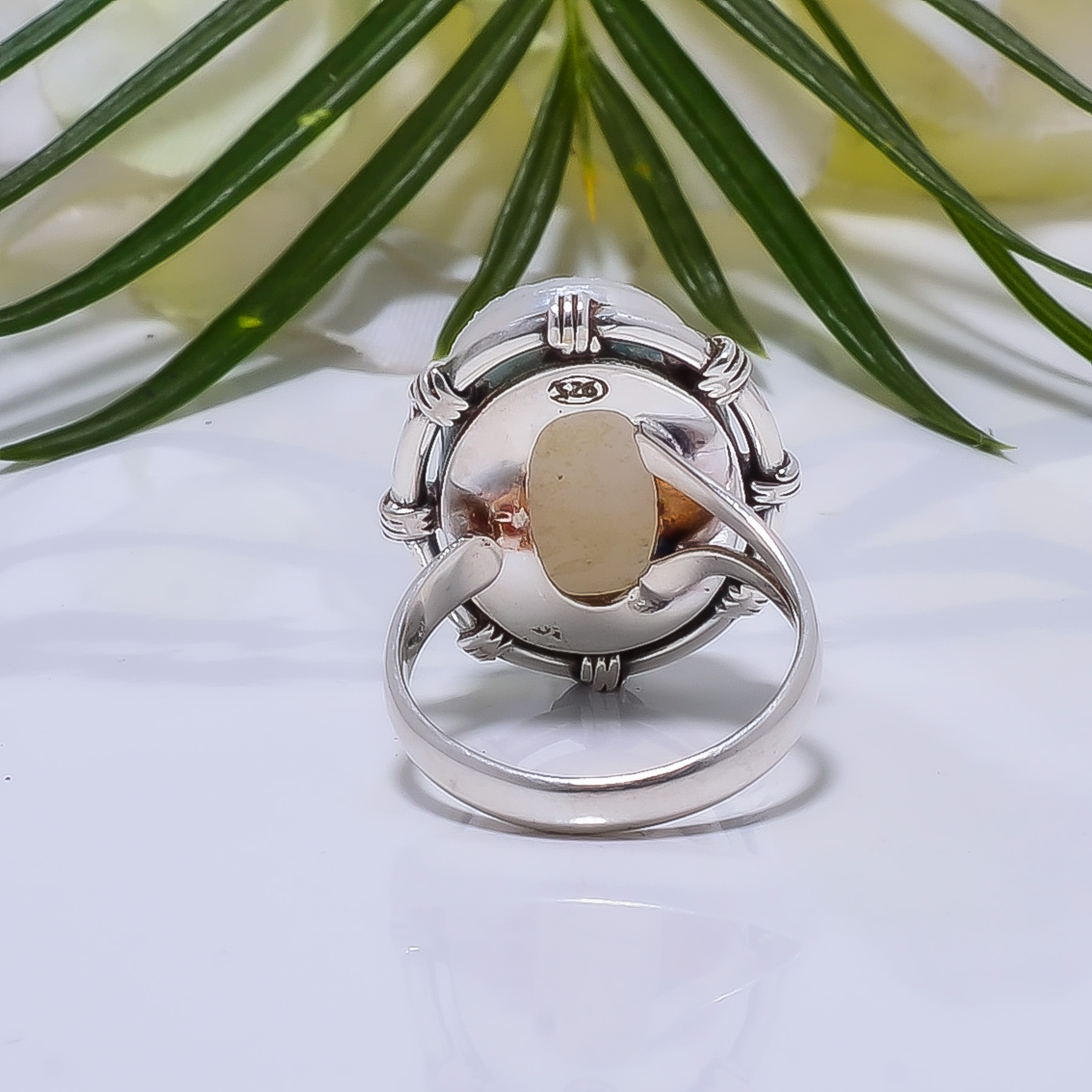 Snow White Titanium Agate Drusy Gemstone 925 Sterling Silver Ring