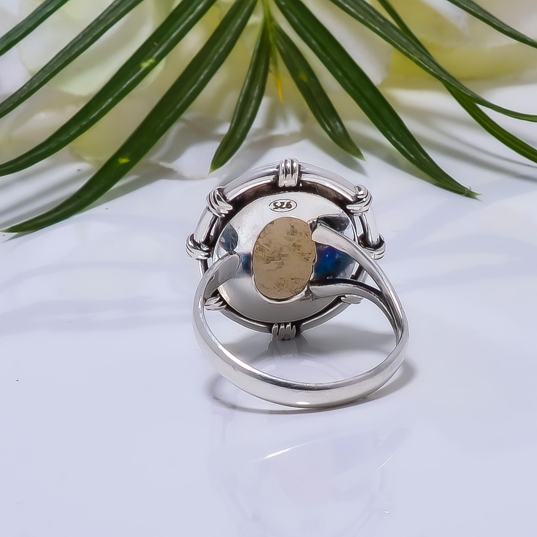 Snow White Titanium Agate Drusy Gemstone 925 Sterling Silver Ring
