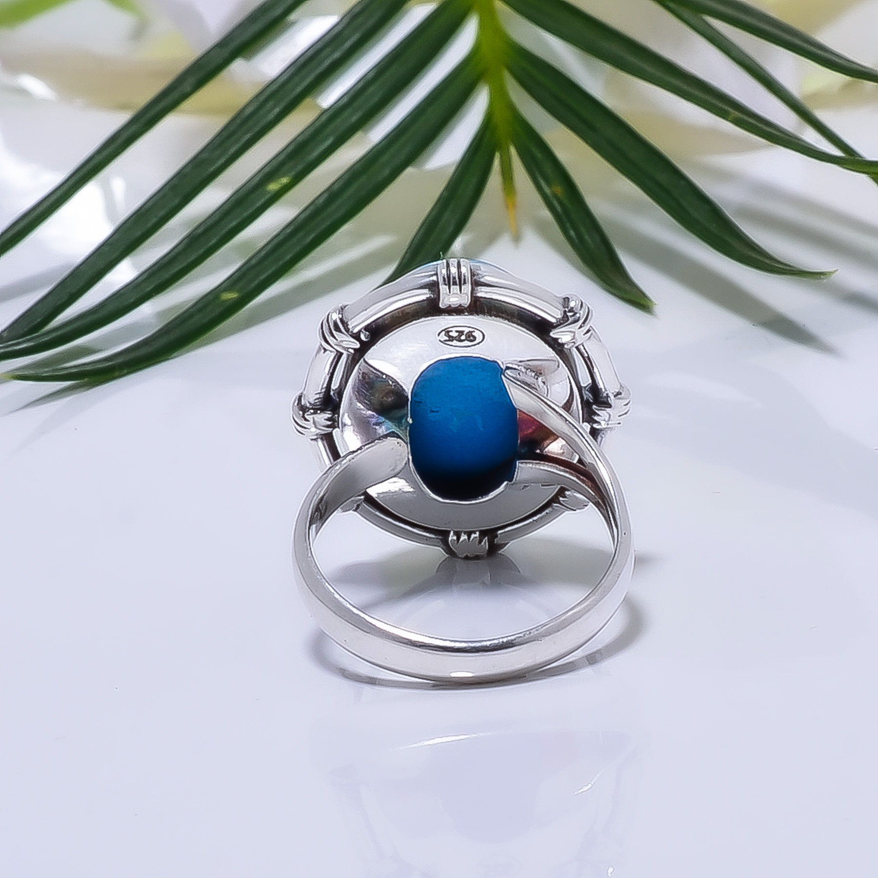 Sleeping Beauty Turquoise - Simulated Gemstone 925 Sterling Silver Ring