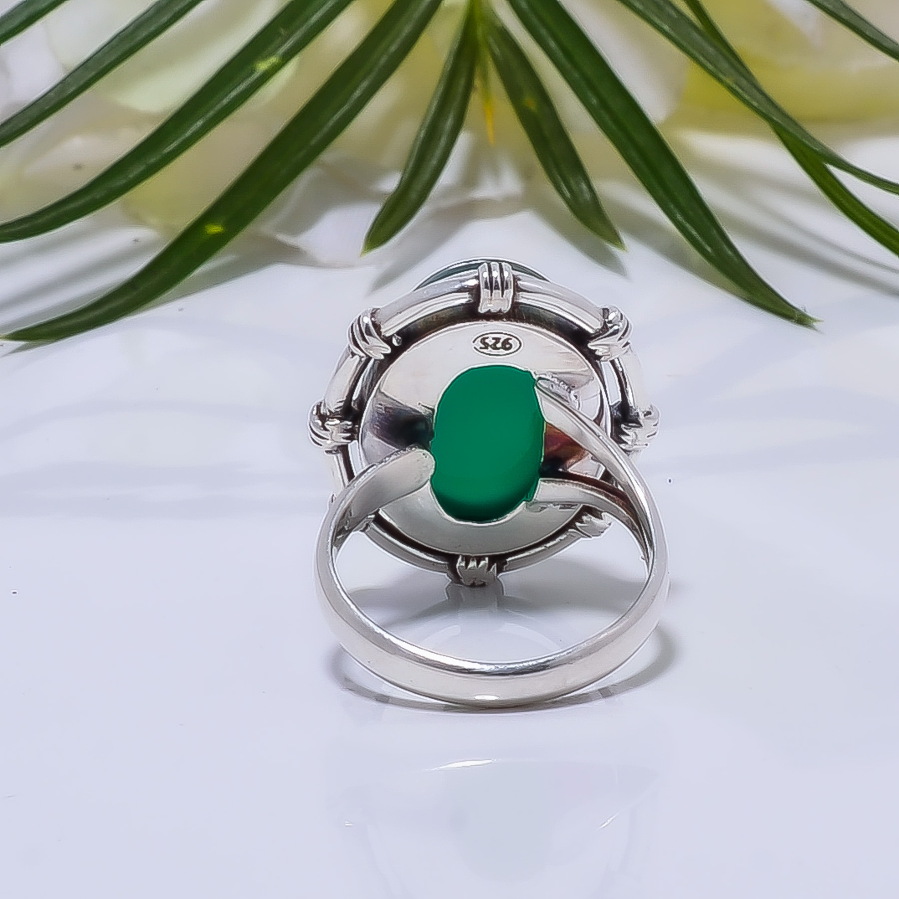 Green Onyx Gemstone 925 Sterling Silver Ring