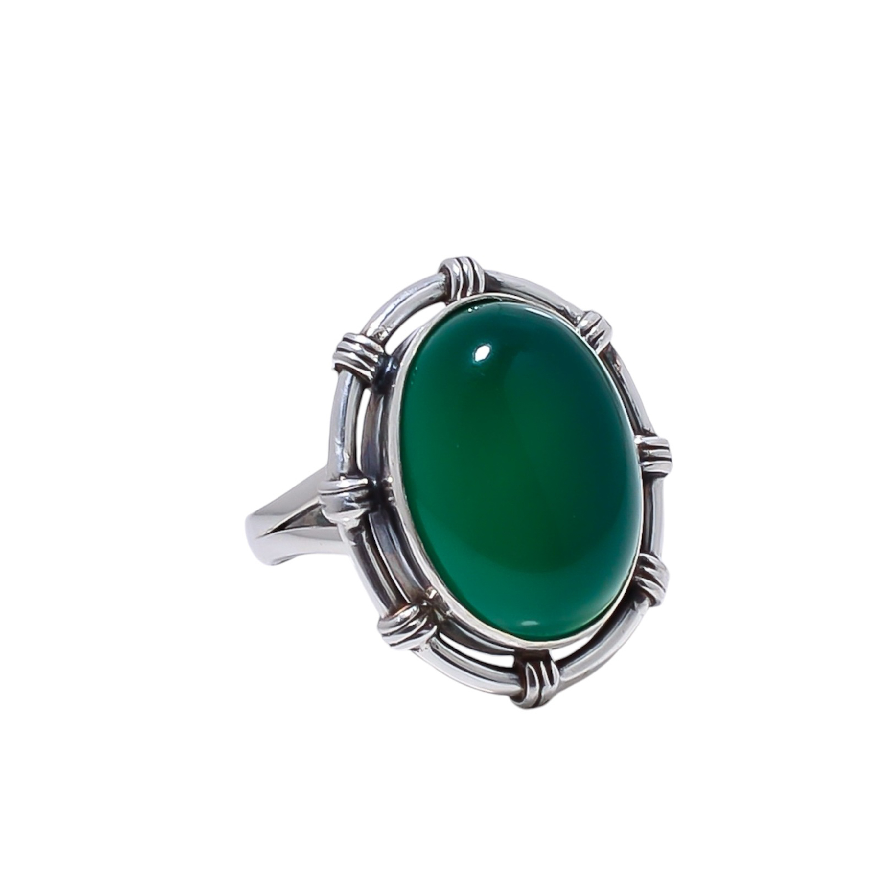Green Onyx Gemstone 925 Sterling Silver Ring