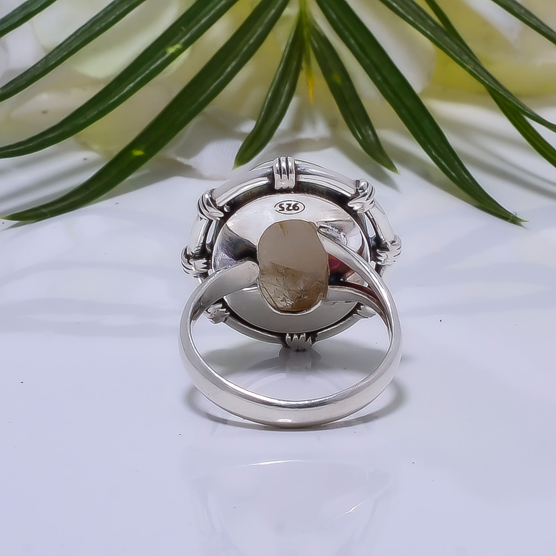 Golden Rutilated Quartz - Brazil Gemstone 925 Sterling Silver Ring