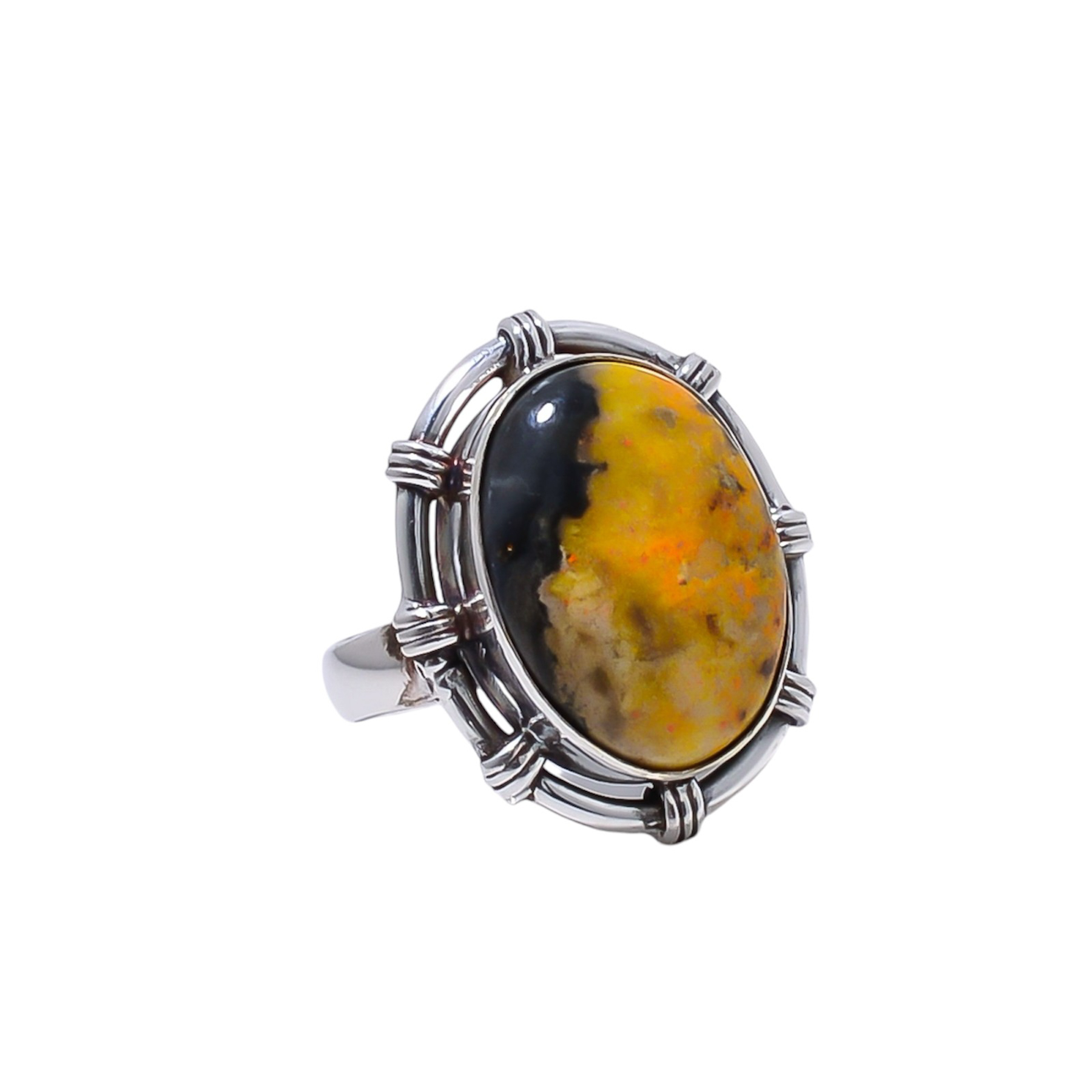 Bumble Bee Jasper - Indonesia Gemstone 925 Sterling Silver Ring
