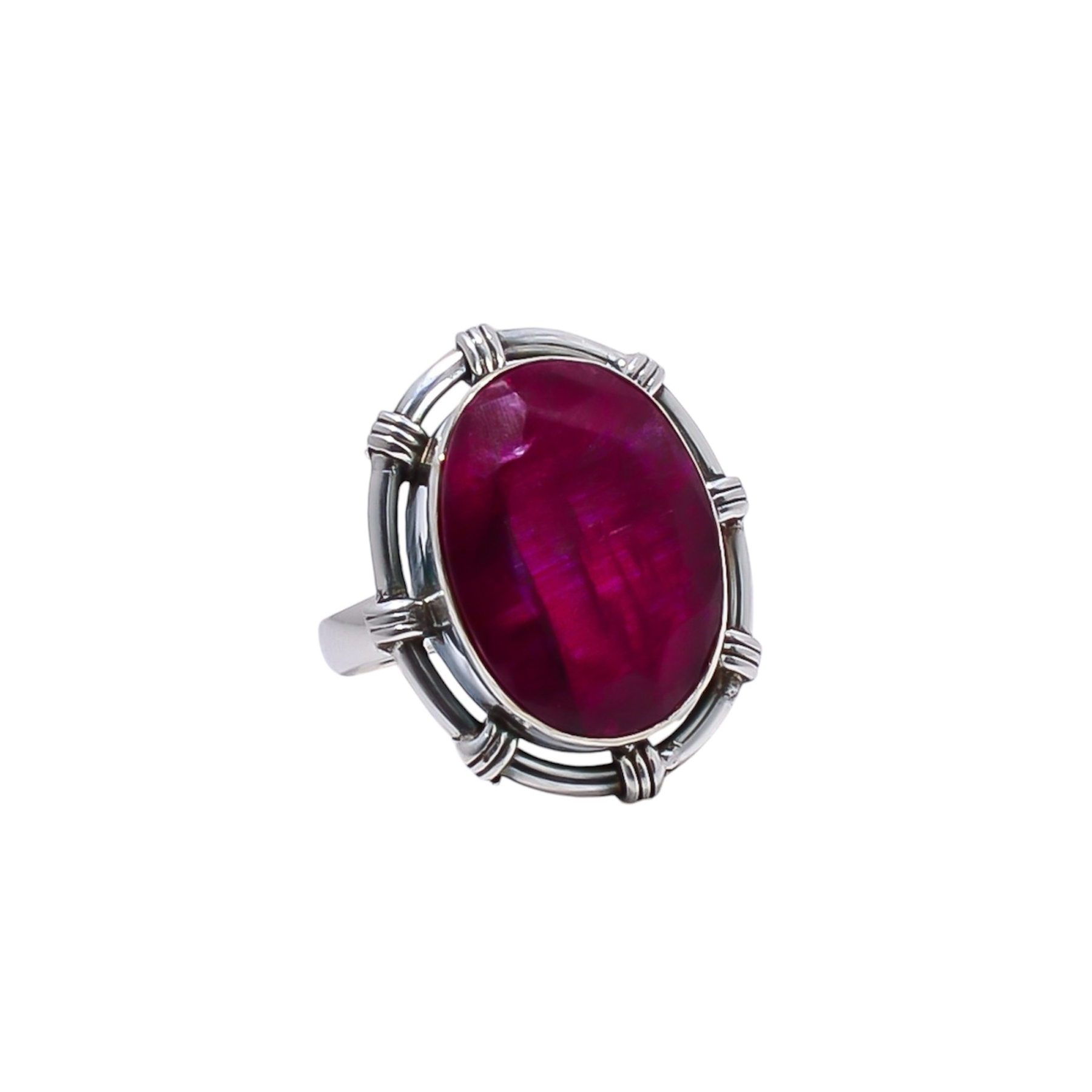 Ruby - Dyed Quartz Gemstone 925 Sterling Silver Ring