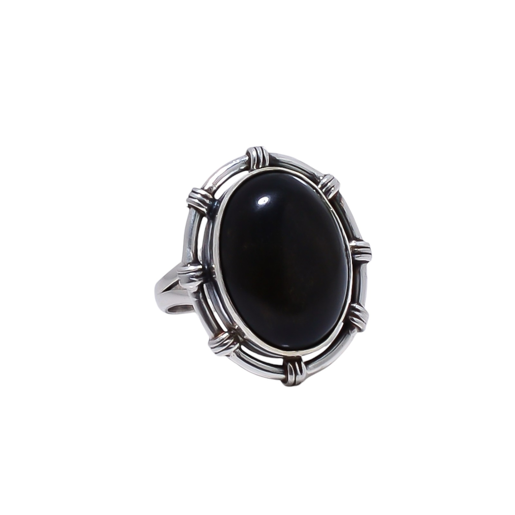 Golden Sheen Obsidian - Mexico Gemstone 925 Sterling Silver Ring