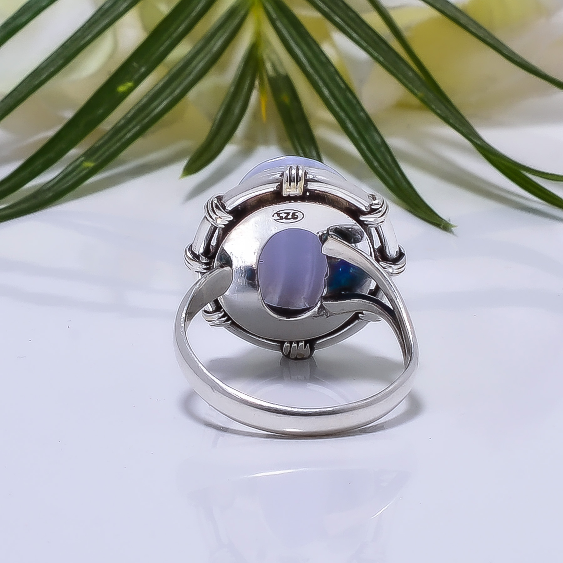 Blue Lace Agate - Namibia Gemstone 925 Sterling Silver Ring