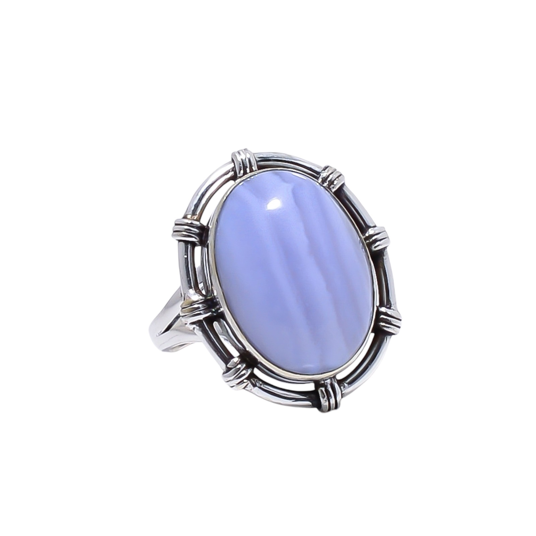 Blue Lace Agate - Namibia Gemstone 925 Sterling Silver Ring