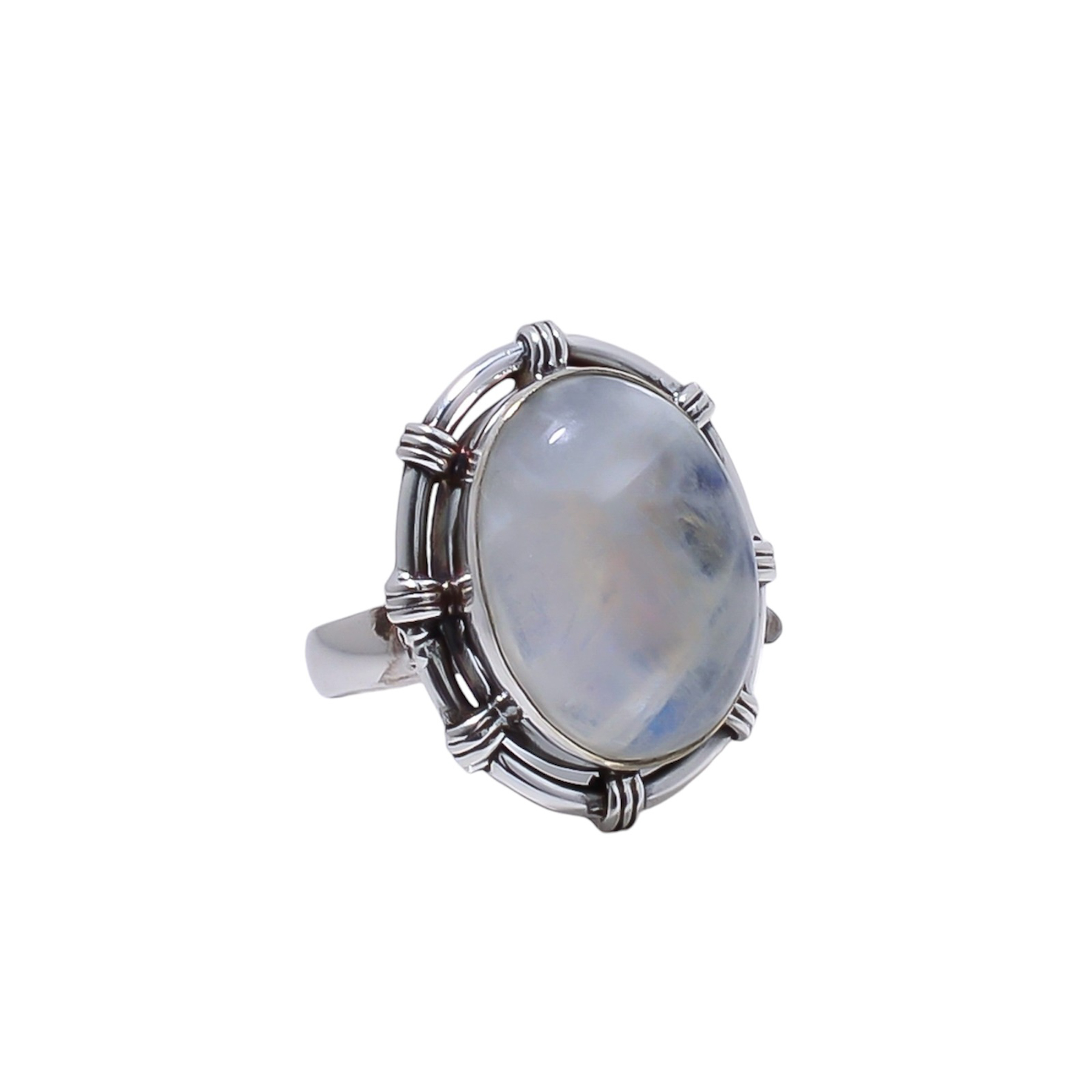 Rainbow Moonstone - India Gemstone 925 Sterling Silver Ring