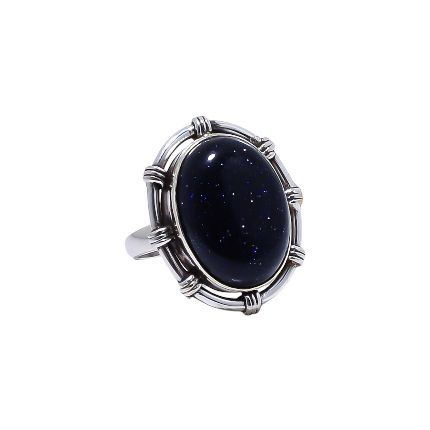 Blue Sunstone - Simulated Gemstone 925 Sterling Silver Ring