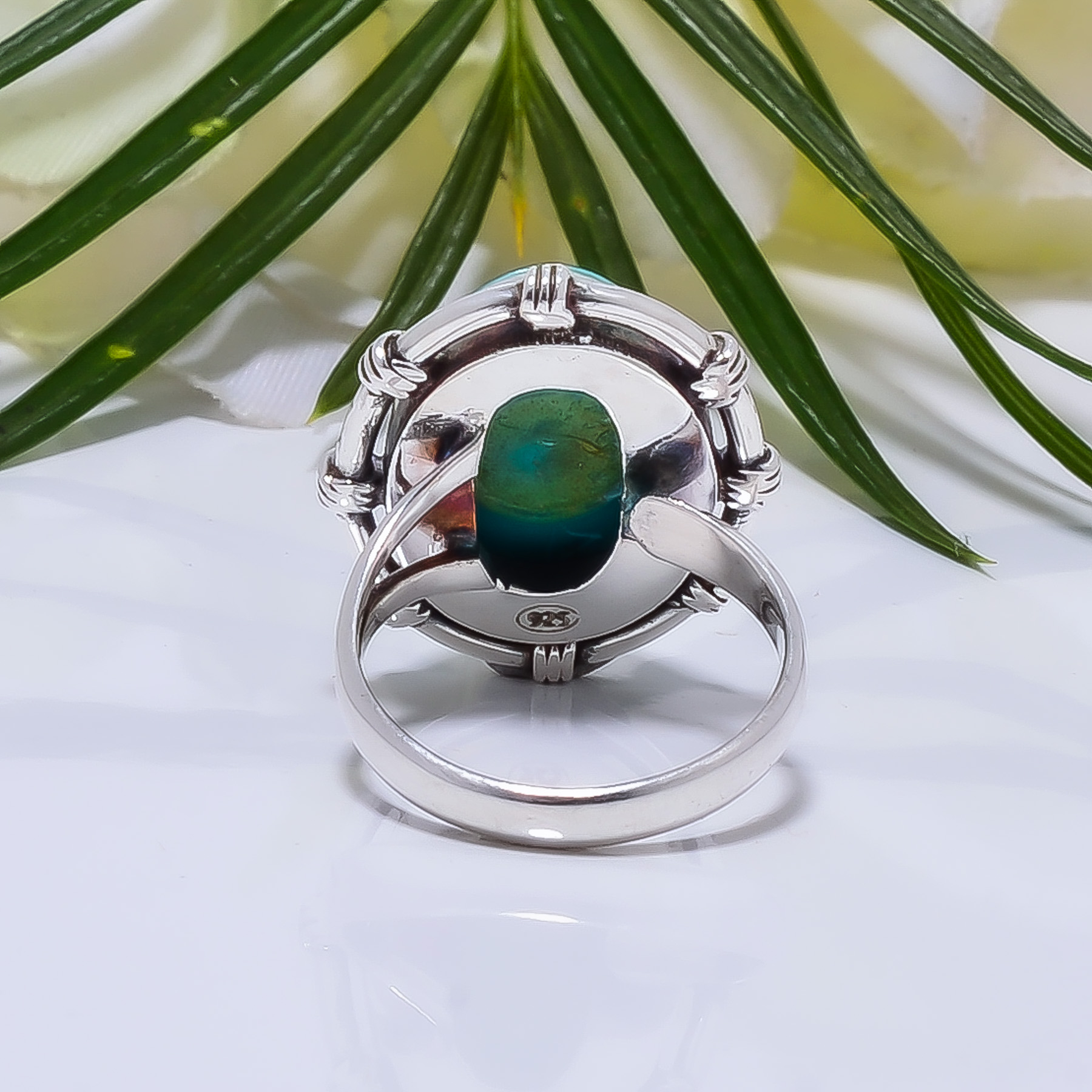 Santa Turquoise - Simulated Gemstone 925 Sterling Silver Ring