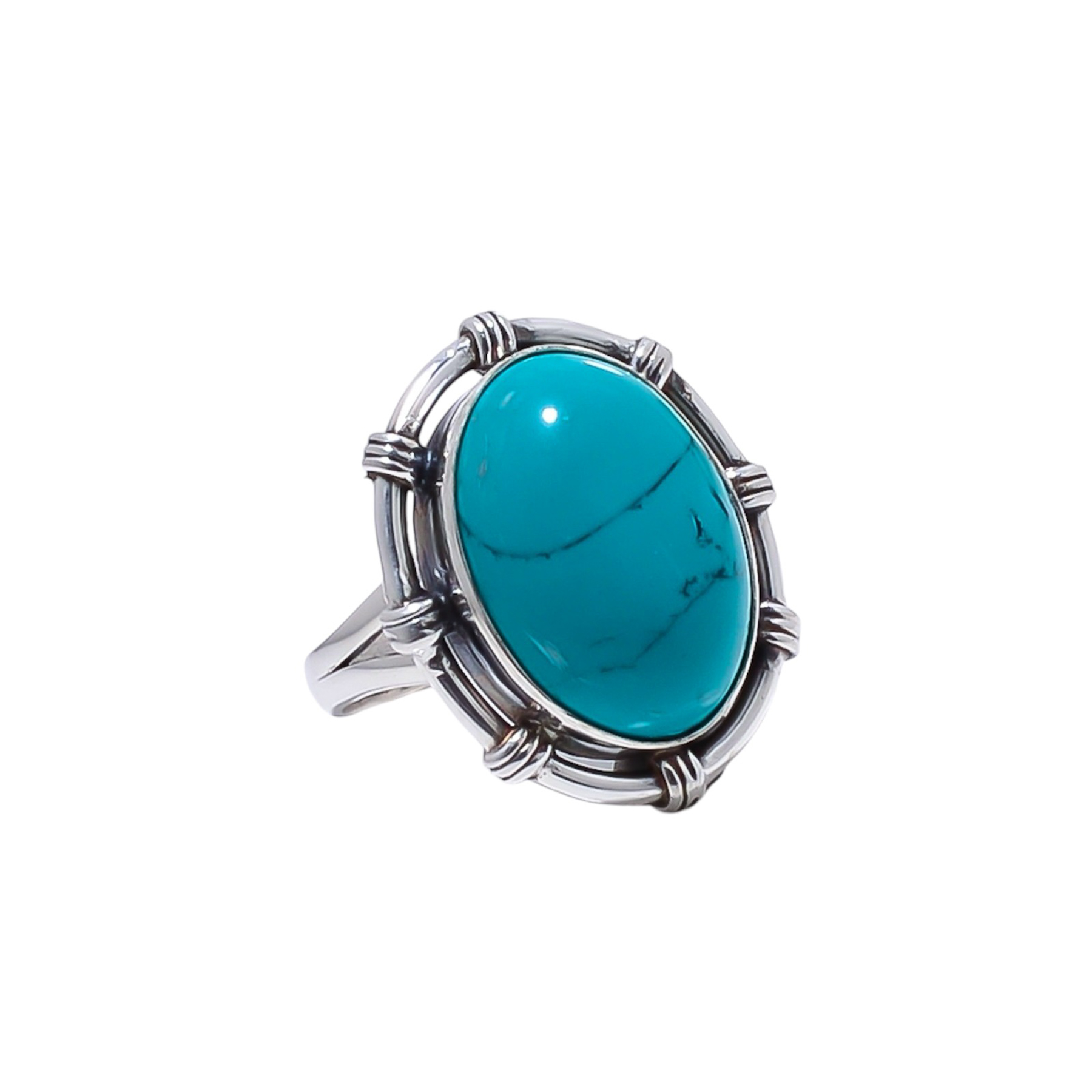 Santa Turquoise - Simulated Gemstone 925 Sterling Silver Ring