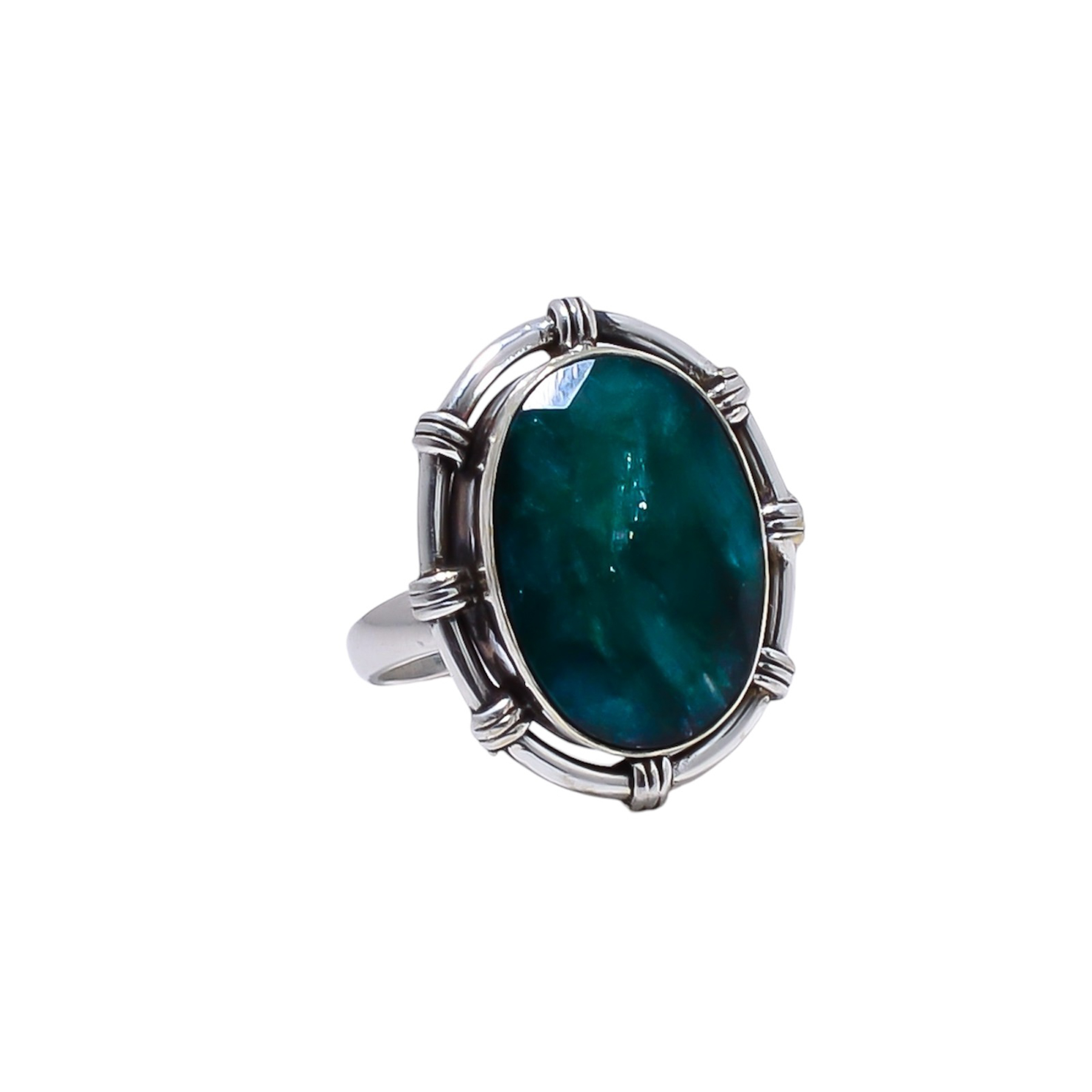 Emerlad - Dyed Quartz Gemstone 925 Sterling Silver Ring
