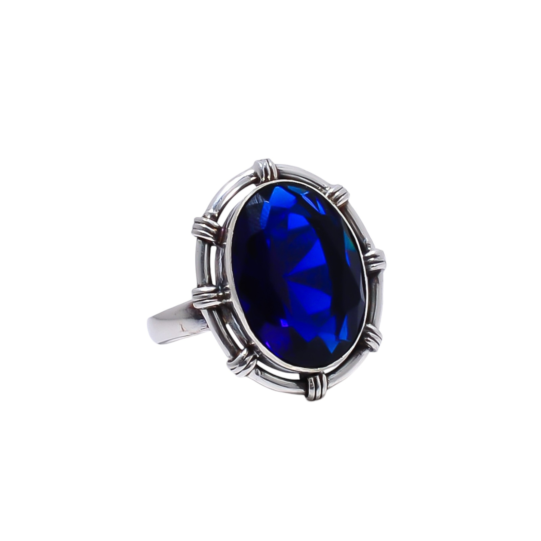 Blue Sapphire - Simulated Gemstone 925 Sterling Silver Ring