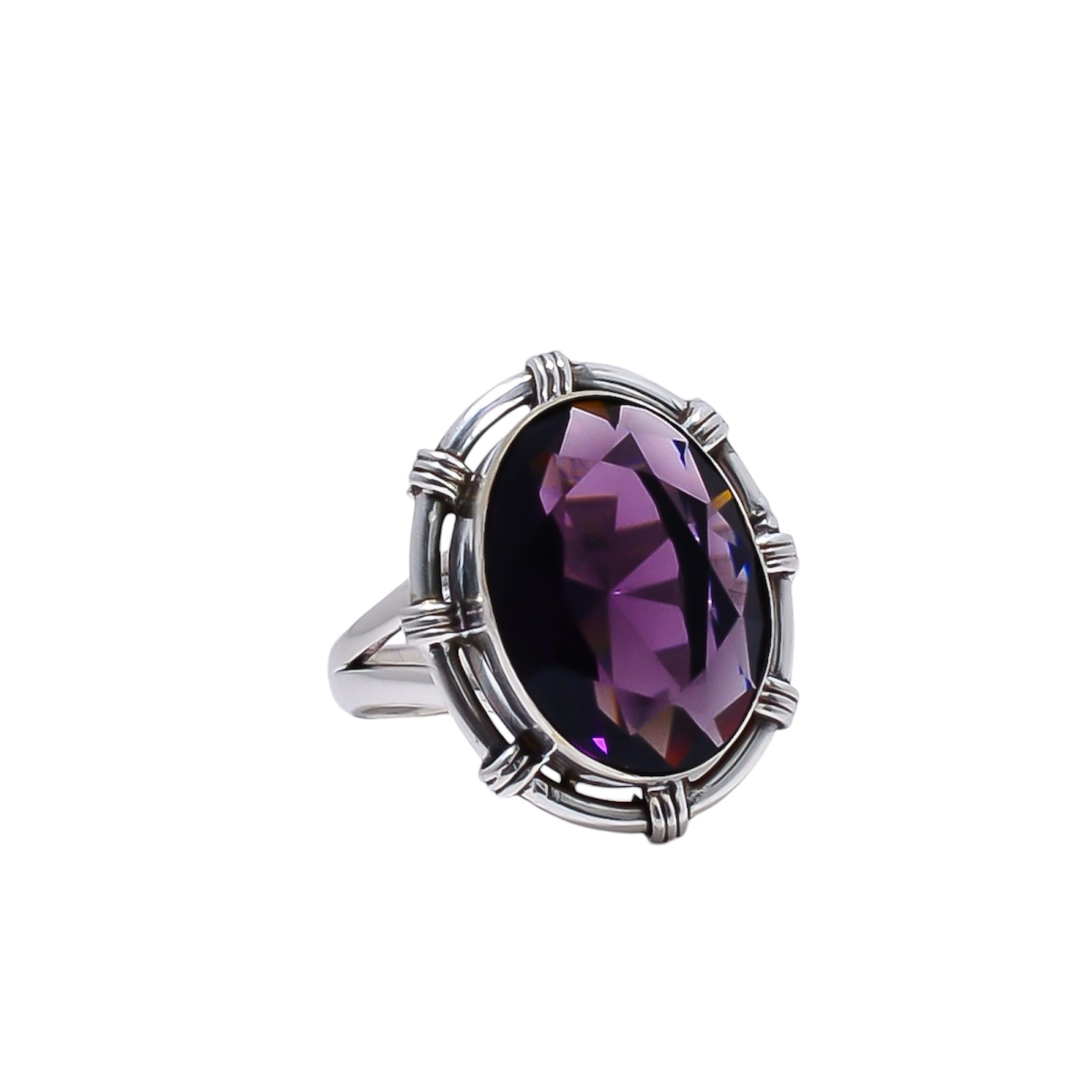 Purple Amethyst - Simulated Gemstone 925 Sterling Silver Ring