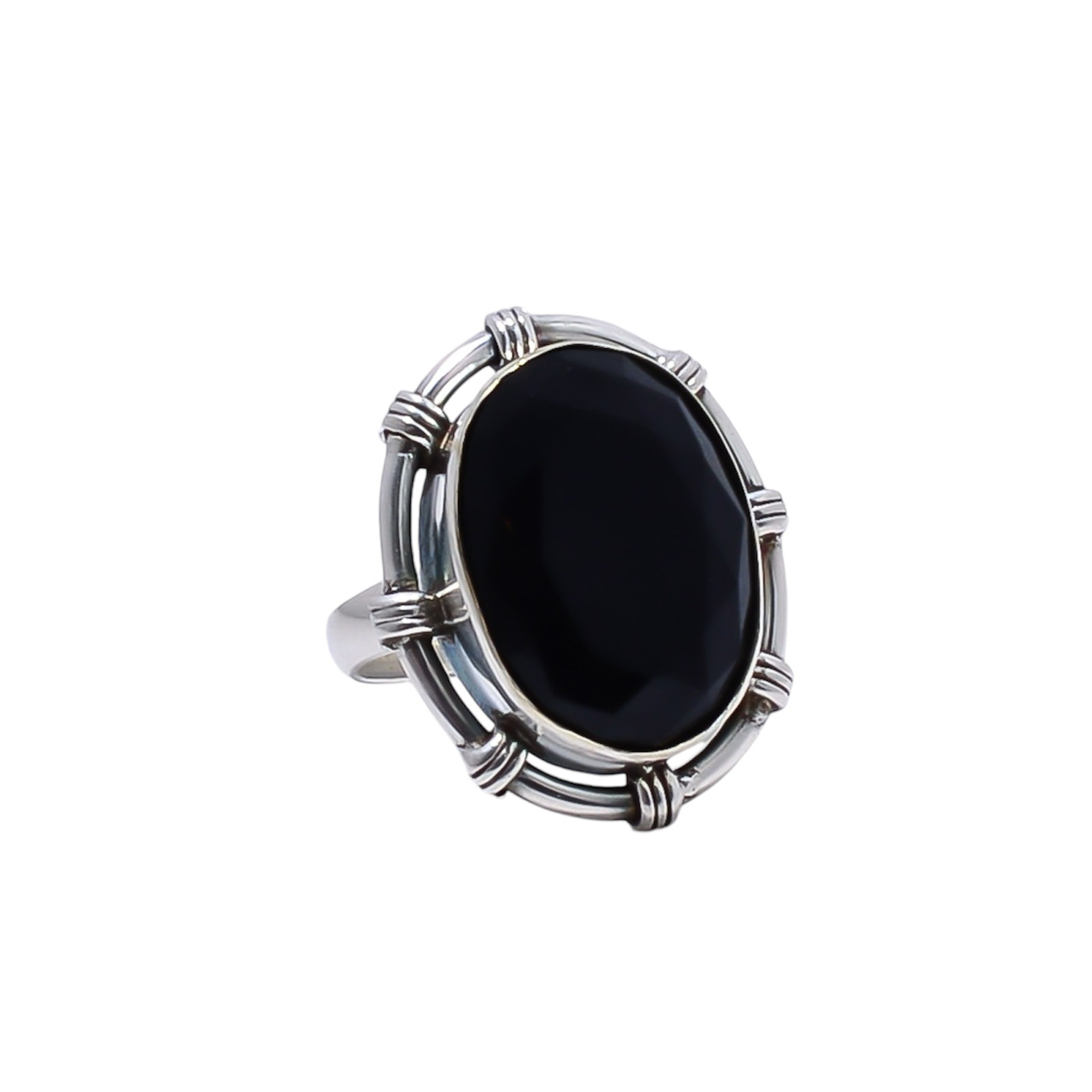 Black Onyx - Simulated Gemstone 925 Sterling Silver Ring