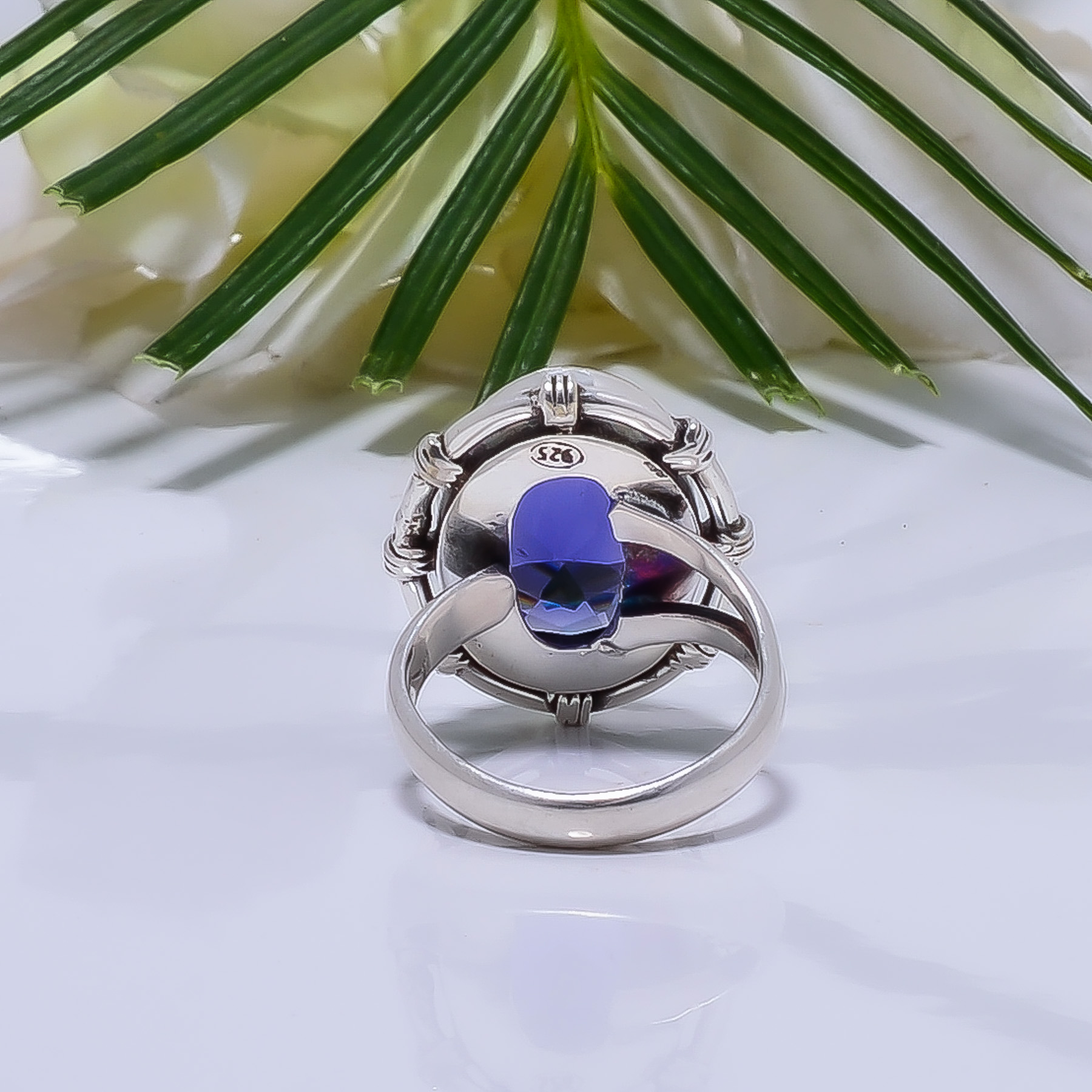 Iolite - Simulated Gemstone 925 Sterling Silver Ring