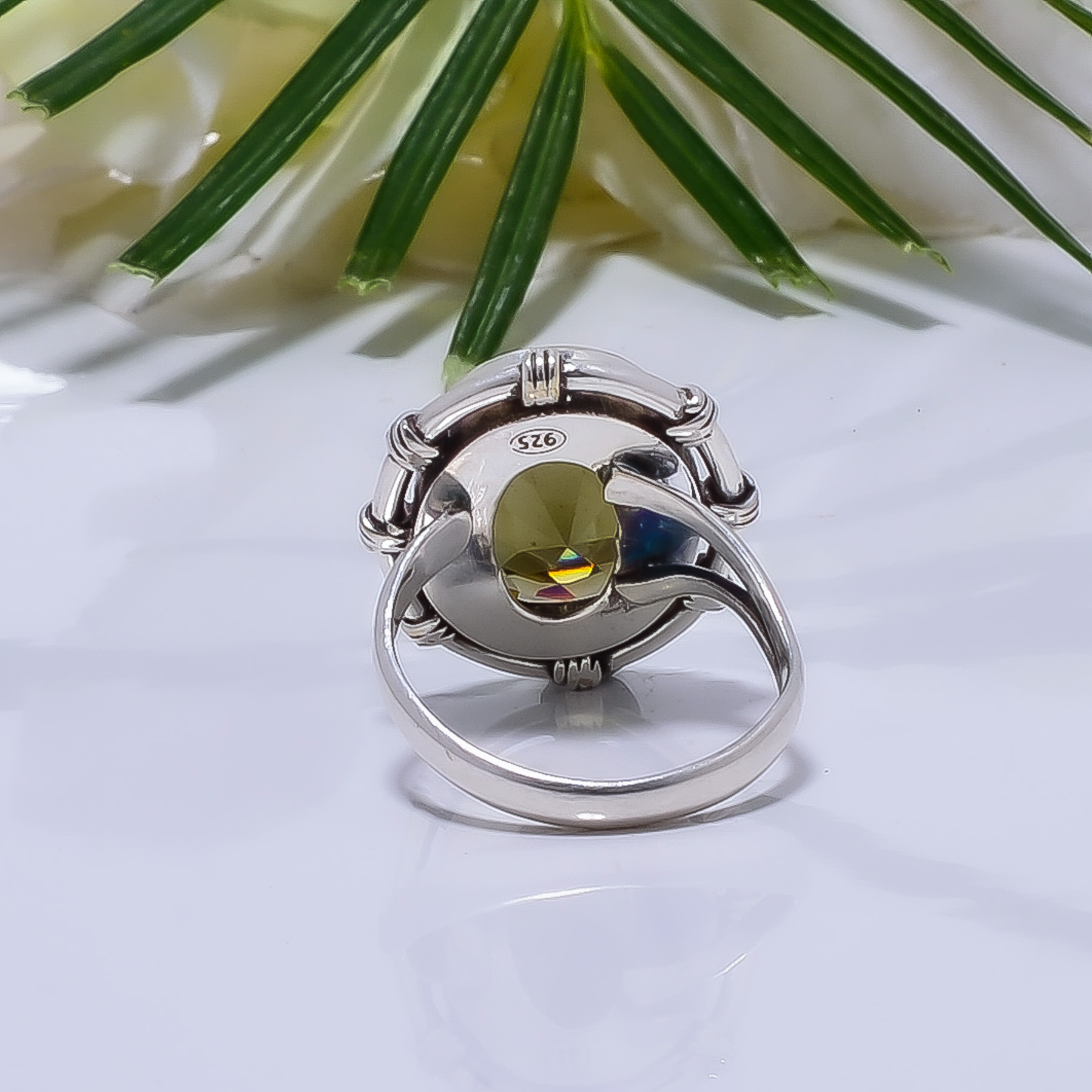 Smokey - Simulated Gemstone 925 Sterling Silver Ring
