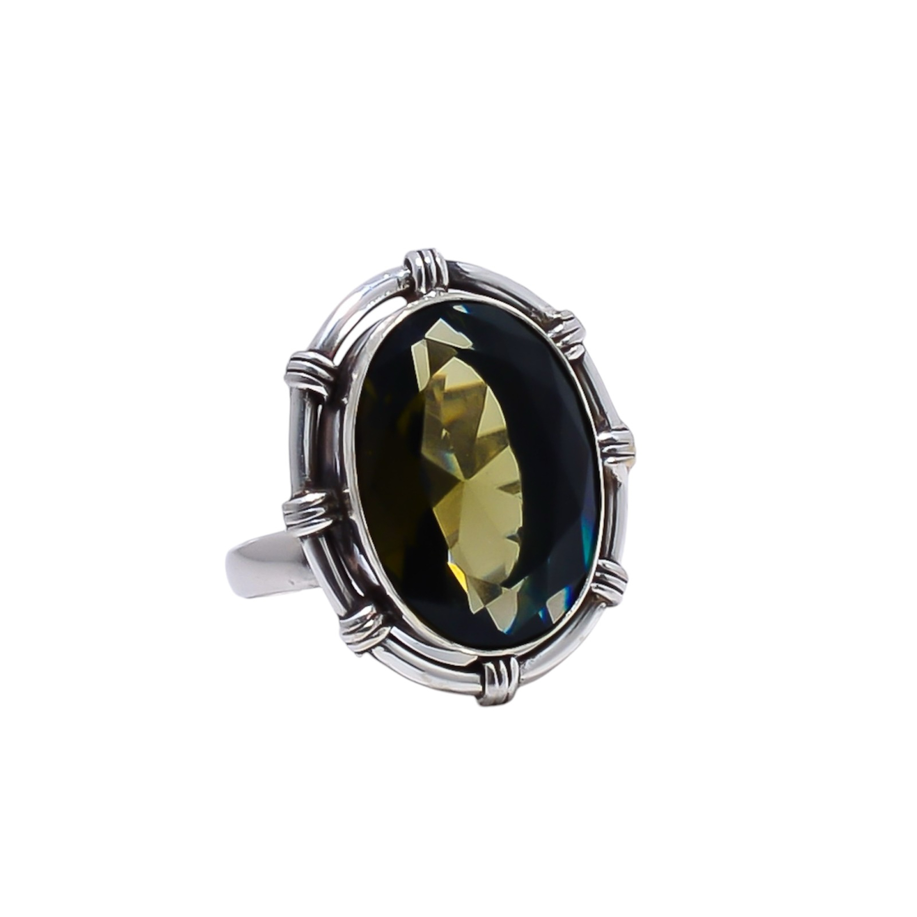 Smokey - Simulated Gemstone 925 Sterling Silver Ring