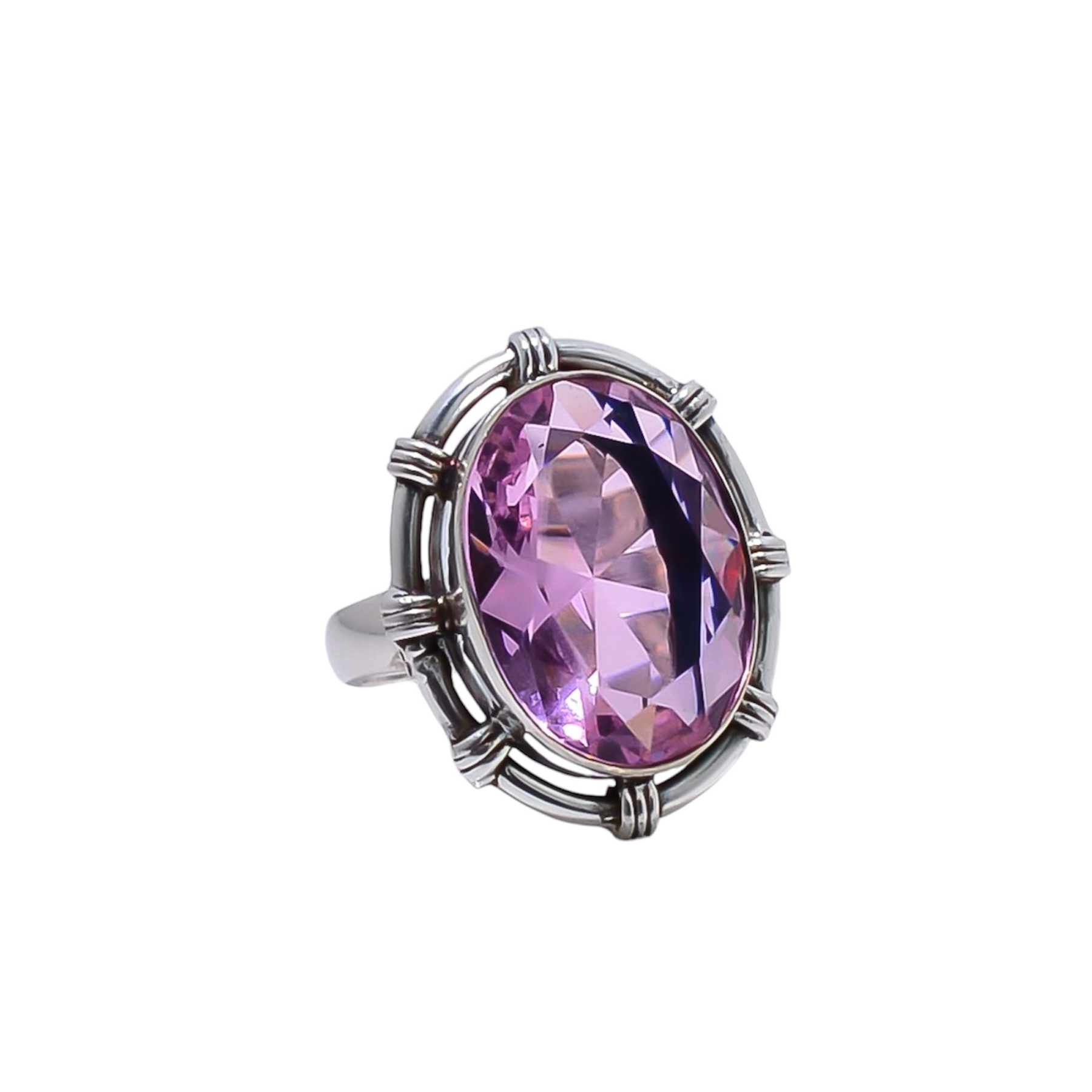 Pink Kunzite - Simulated Gemstone 925 Sterling Silver Ring
