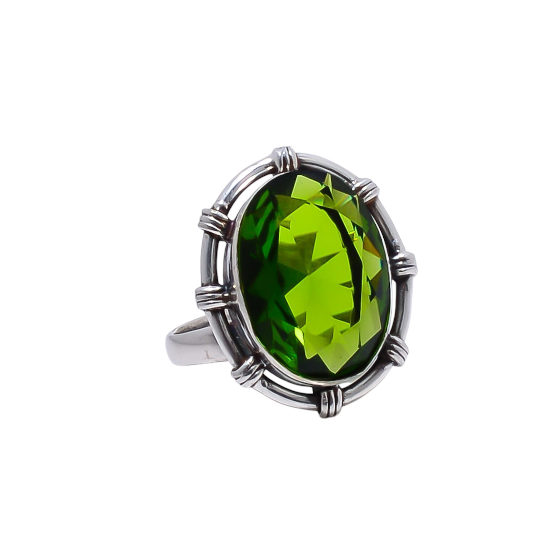 Peridot - Simulated Gemstone 925 Sterling Silver Ring