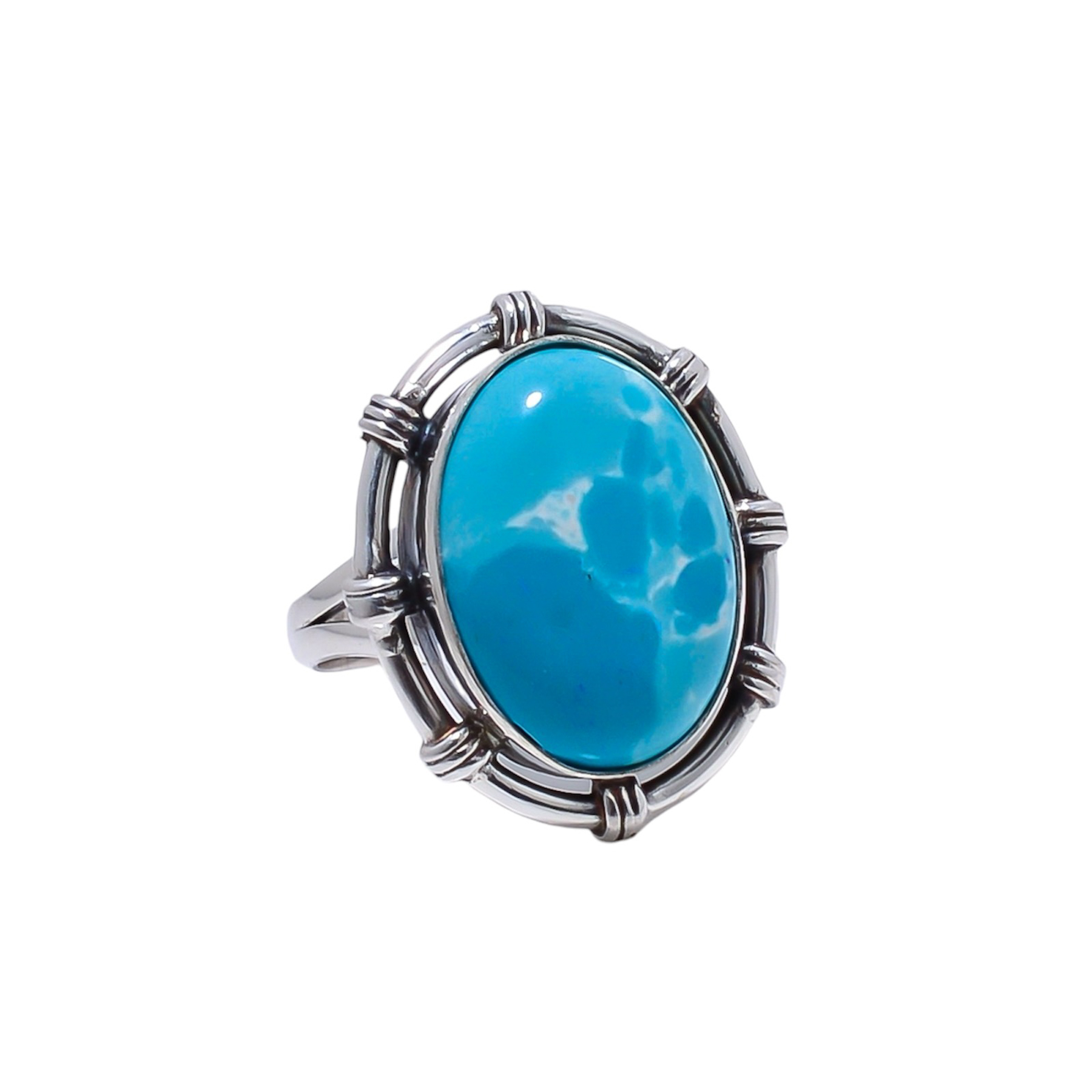 Larimar - Simulated Gemstone 925 Sterling Silver Ring