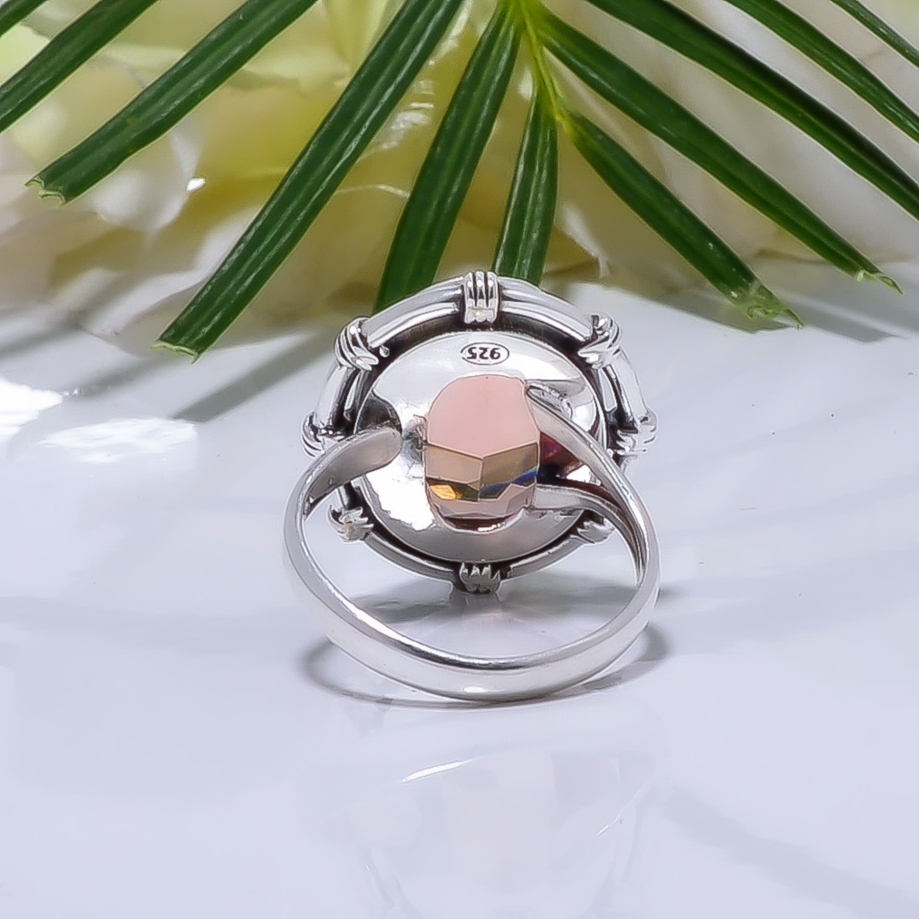 Morganite - Simulated Gemstone 925 Sterling Silver Ring