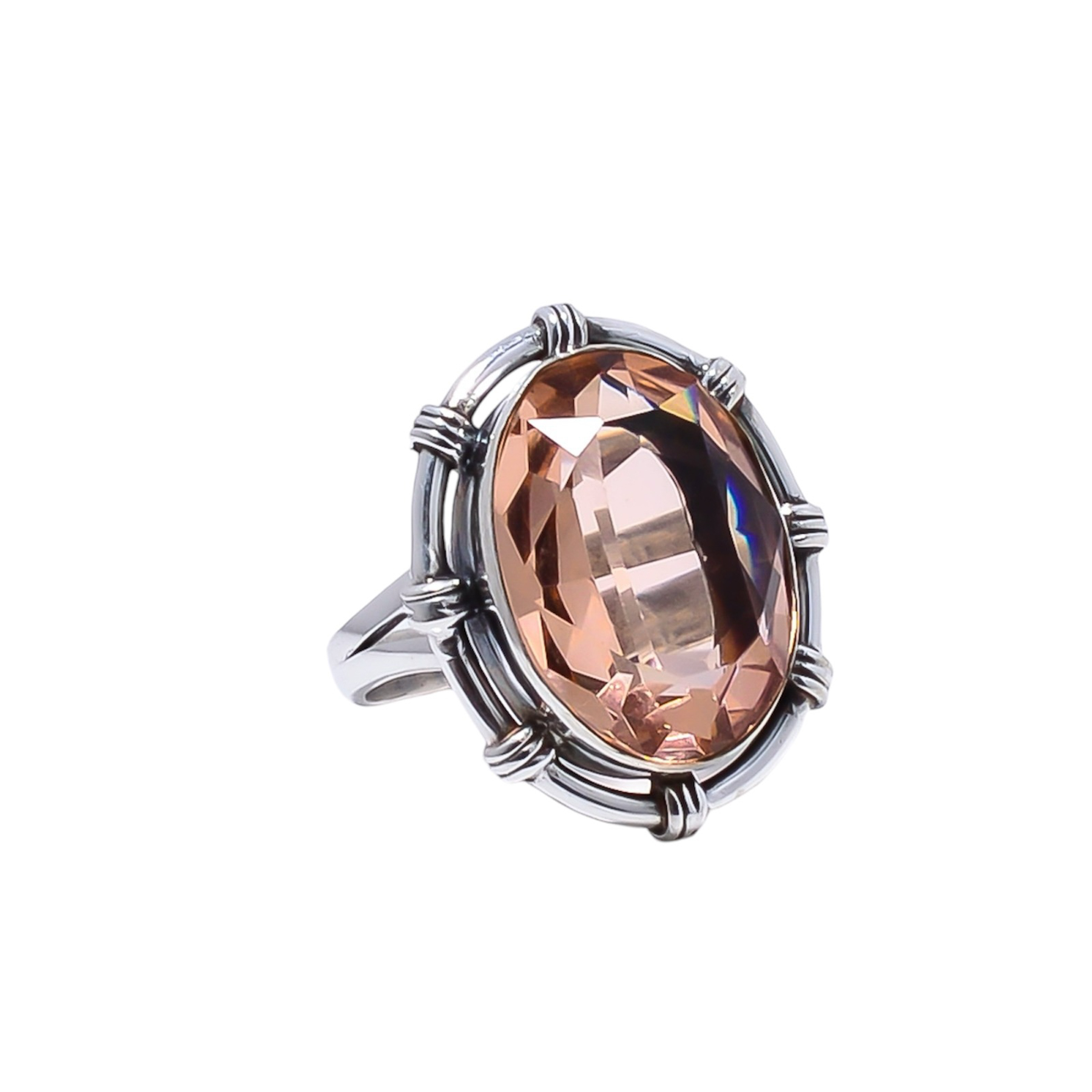 Morganite - Simulated Gemstone 925 Sterling Silver Ring