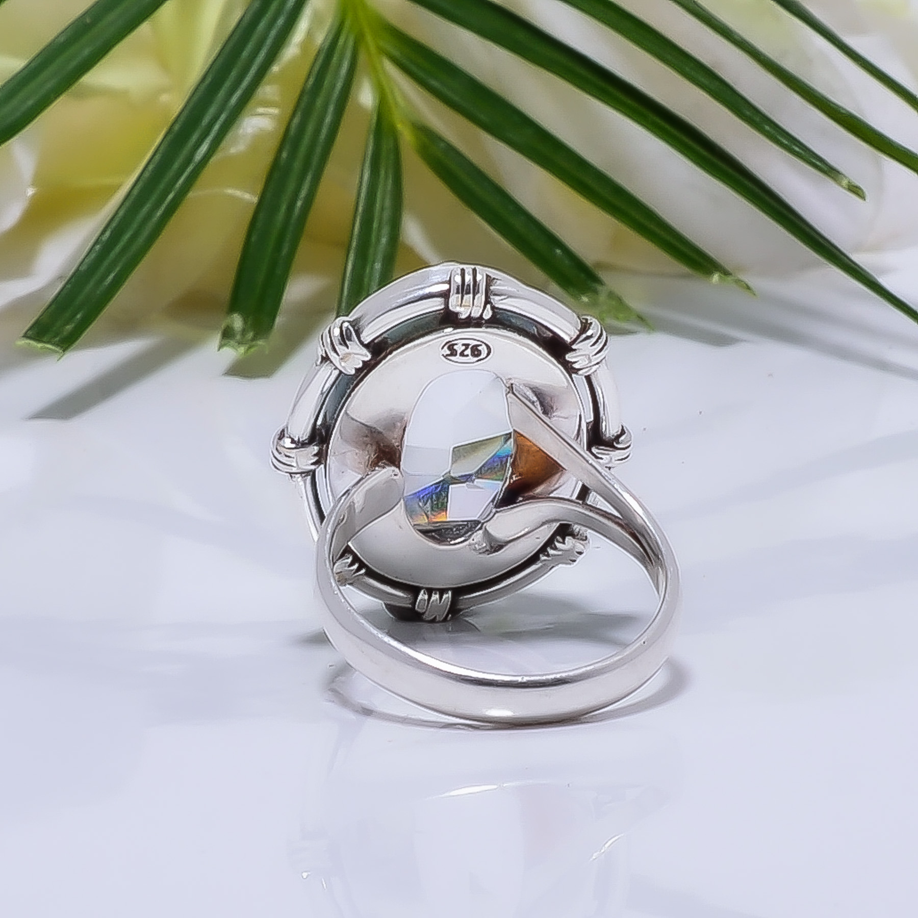 White Topaz - Simulated Gemstone 925 Sterling Silver Ring