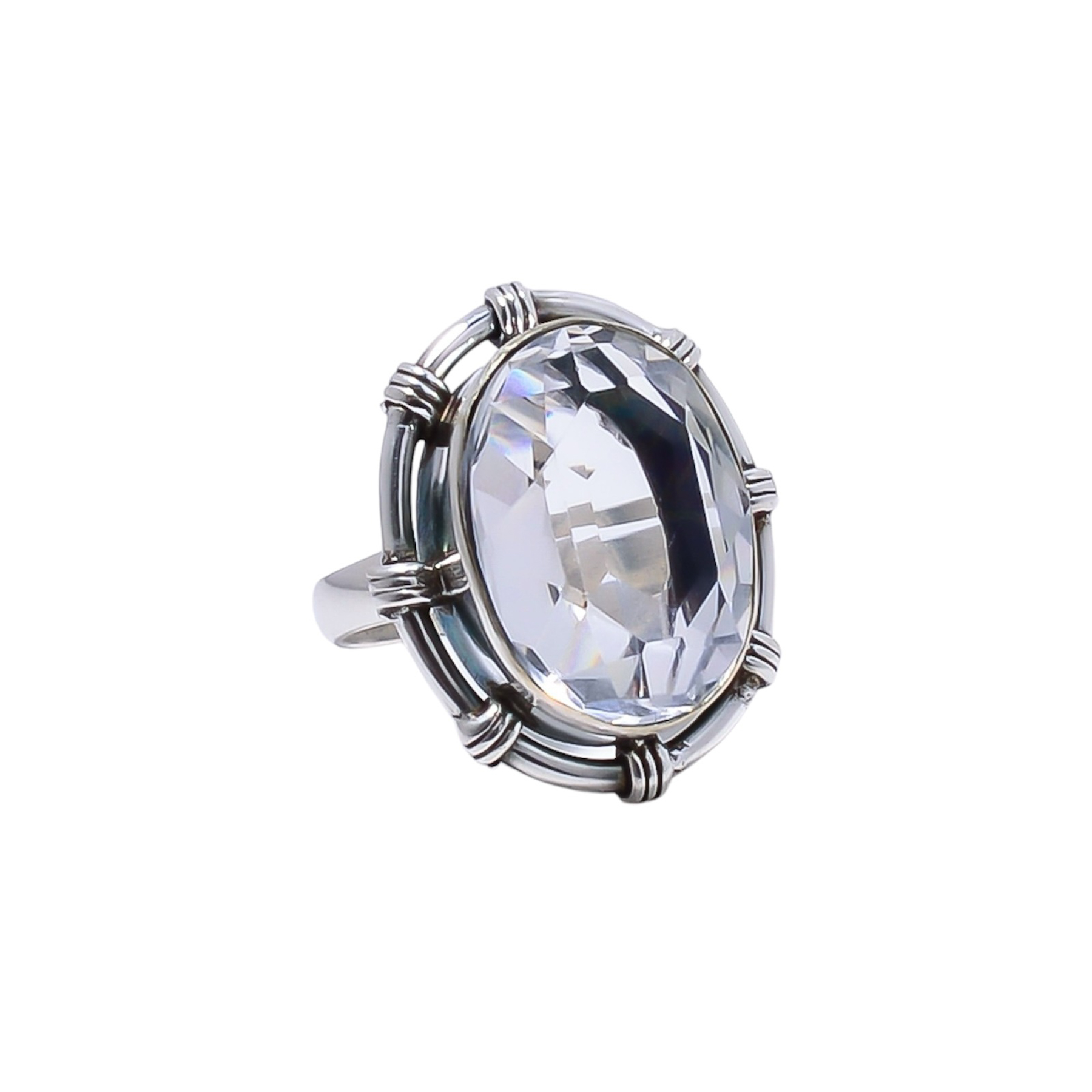 White Topaz - Simulated Gemstone 925 Sterling Silver Ring