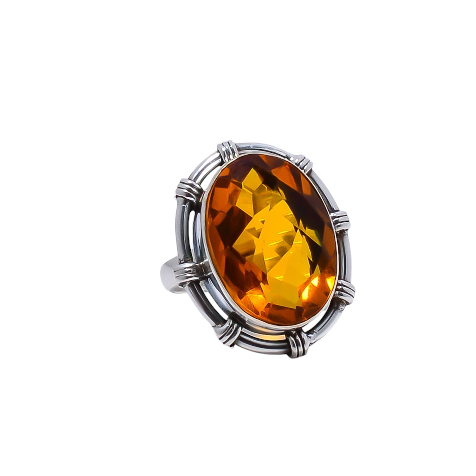 Citrine - Simulated Gemstone 925 Sterling Silver Ring
