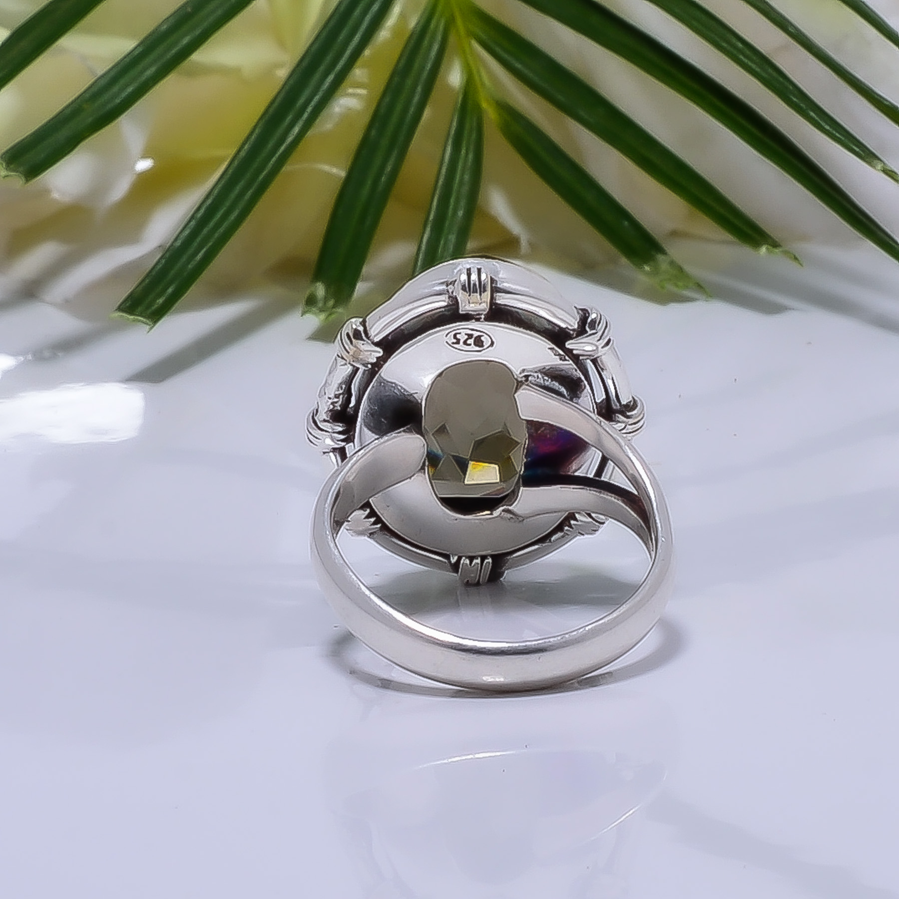 Smokey - Simulated Gemstone 925 Sterling Silver Ring