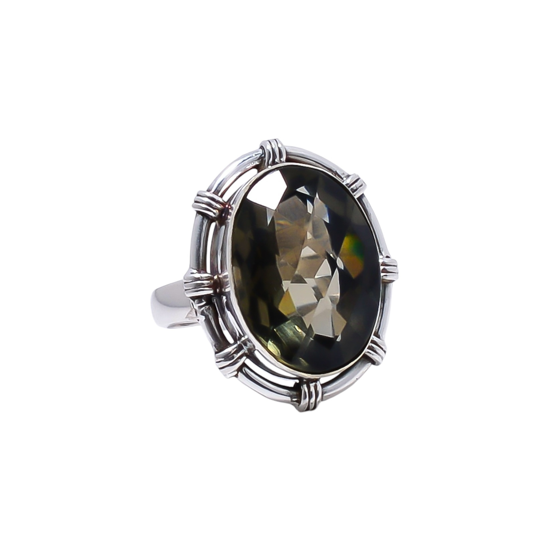 Smokey - Simulated Gemstone 925 Sterling Silver Ring