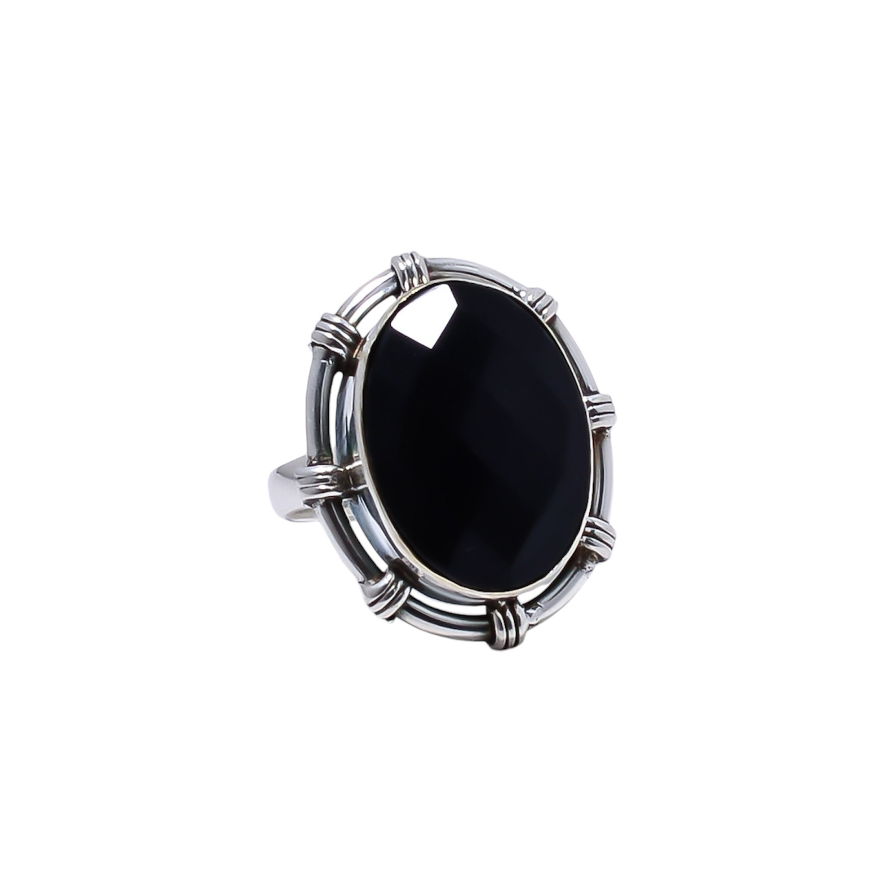 Black Onyx - Simulated Gemstone 925 Sterling Silver Ring