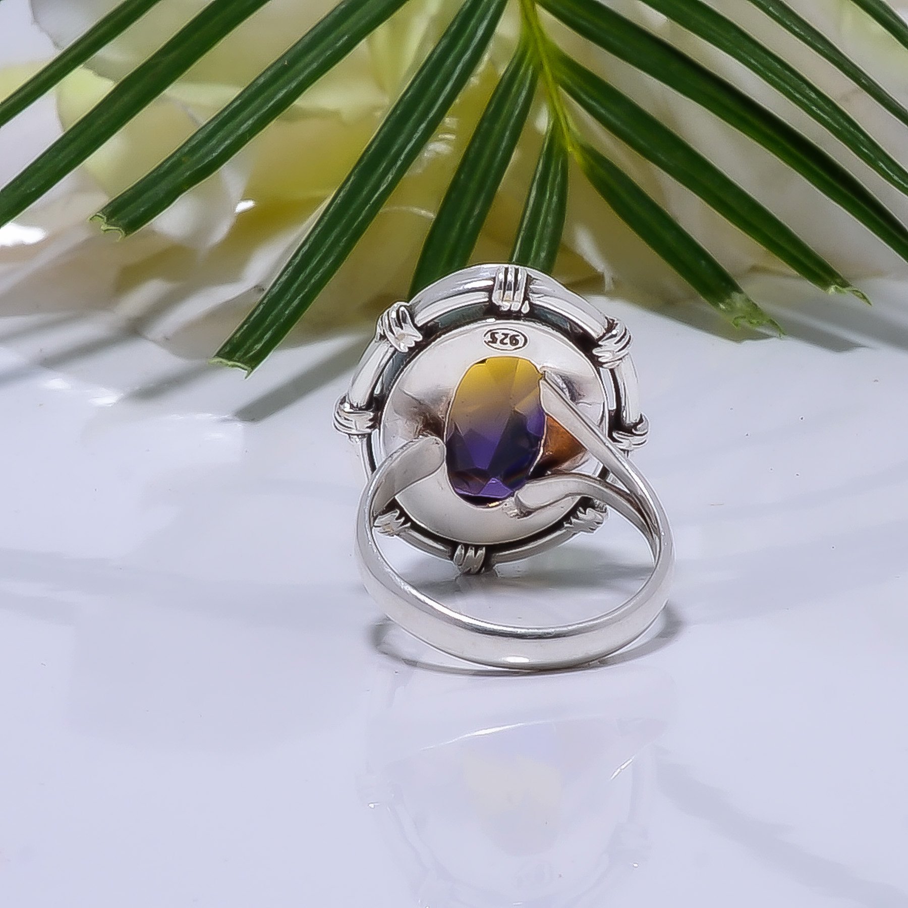 Ametrine - Simulated Gemstone 925 Sterling Silver Ring