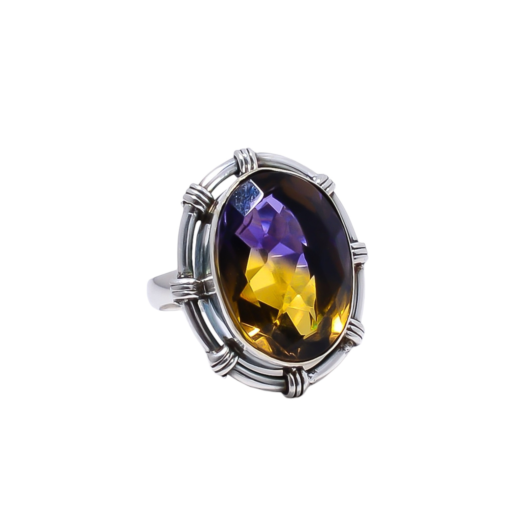 Ametrine - Simulated Gemstone 925 Sterling Silver Ring