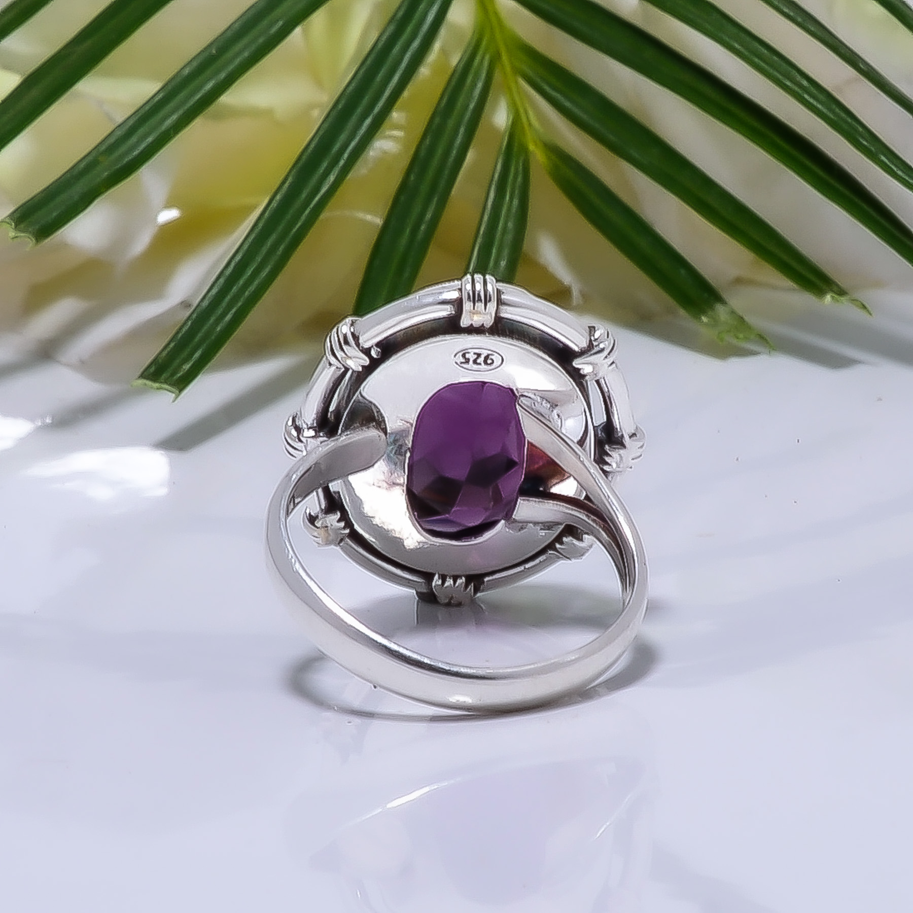 Purple Amethyst - Simulated Gemstone 925 Sterling Silver Ring