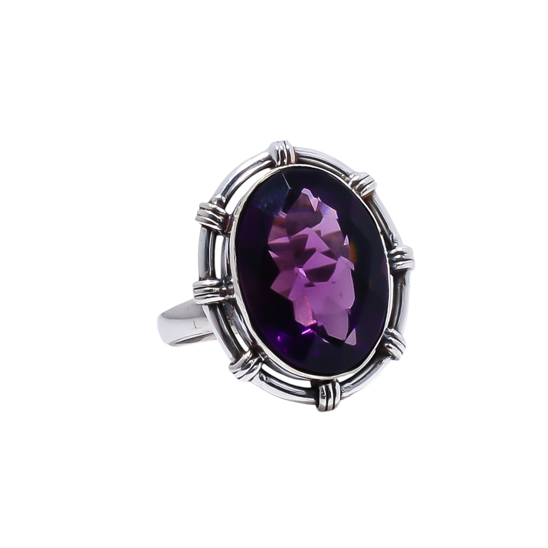 Purple Amethyst - Simulated Gemstone 925 Sterling Silver Ring