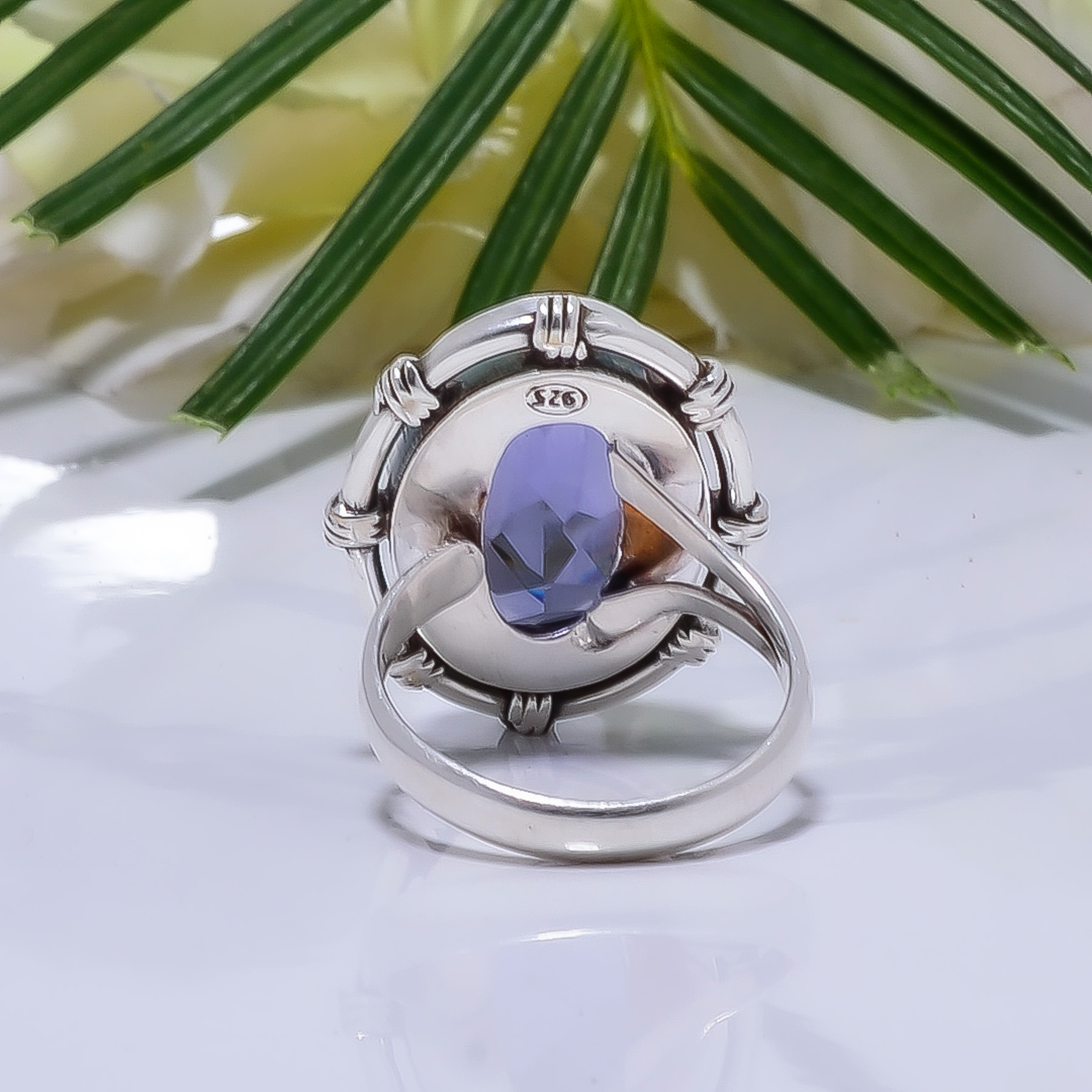 Iolite - Simulated Gemstone 925 Sterling Silver Ring